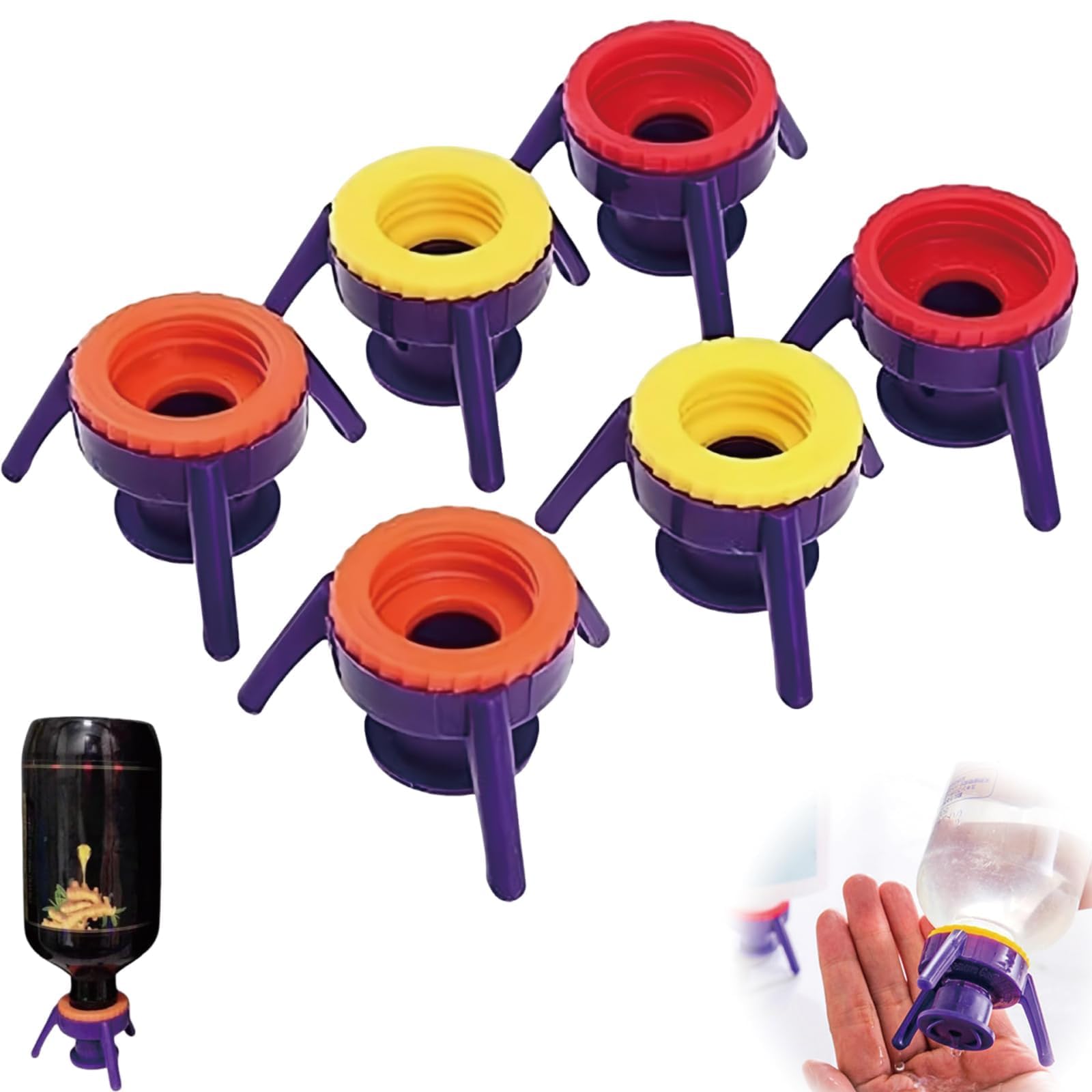 GzrcYddk 6 Pcs Bottle Cap Stand, Set With ThreeLeg Design For Kitchen And Bathroom Use, UpsideDown Storage Solution, Reusable