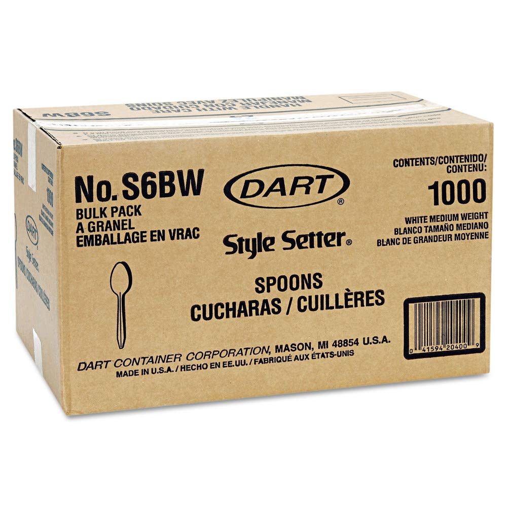Dart Drcs6Bw Style Setter Medium-Weight Plastic Cutlery Spoon (Pack Of 1000) White