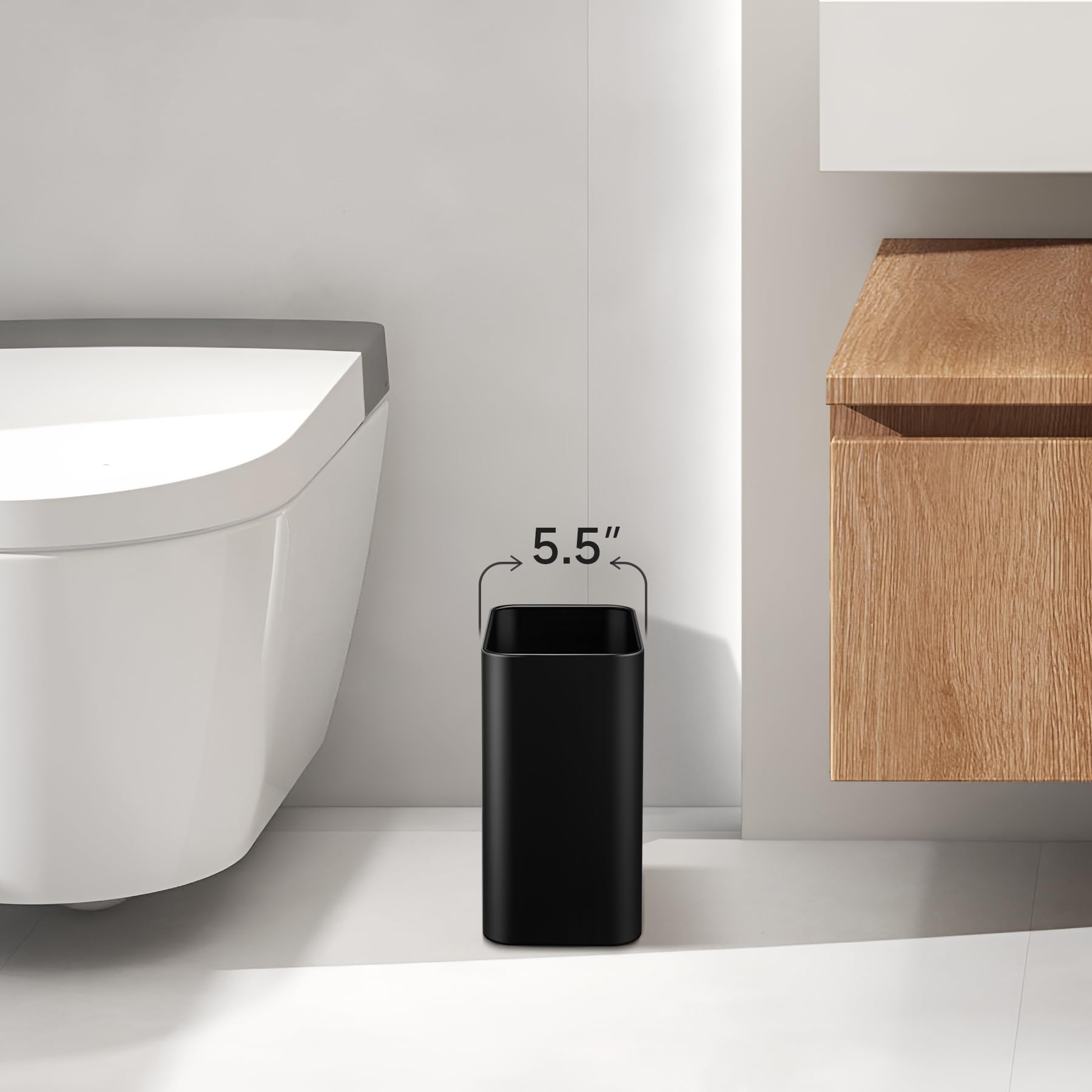 Tipgo Small Metal Trash Can, 2.1 Gallon Slim Trash Can For Bathroom, Wastebasket Garbage Bin For Bedroom, Office, Kitchen, Under