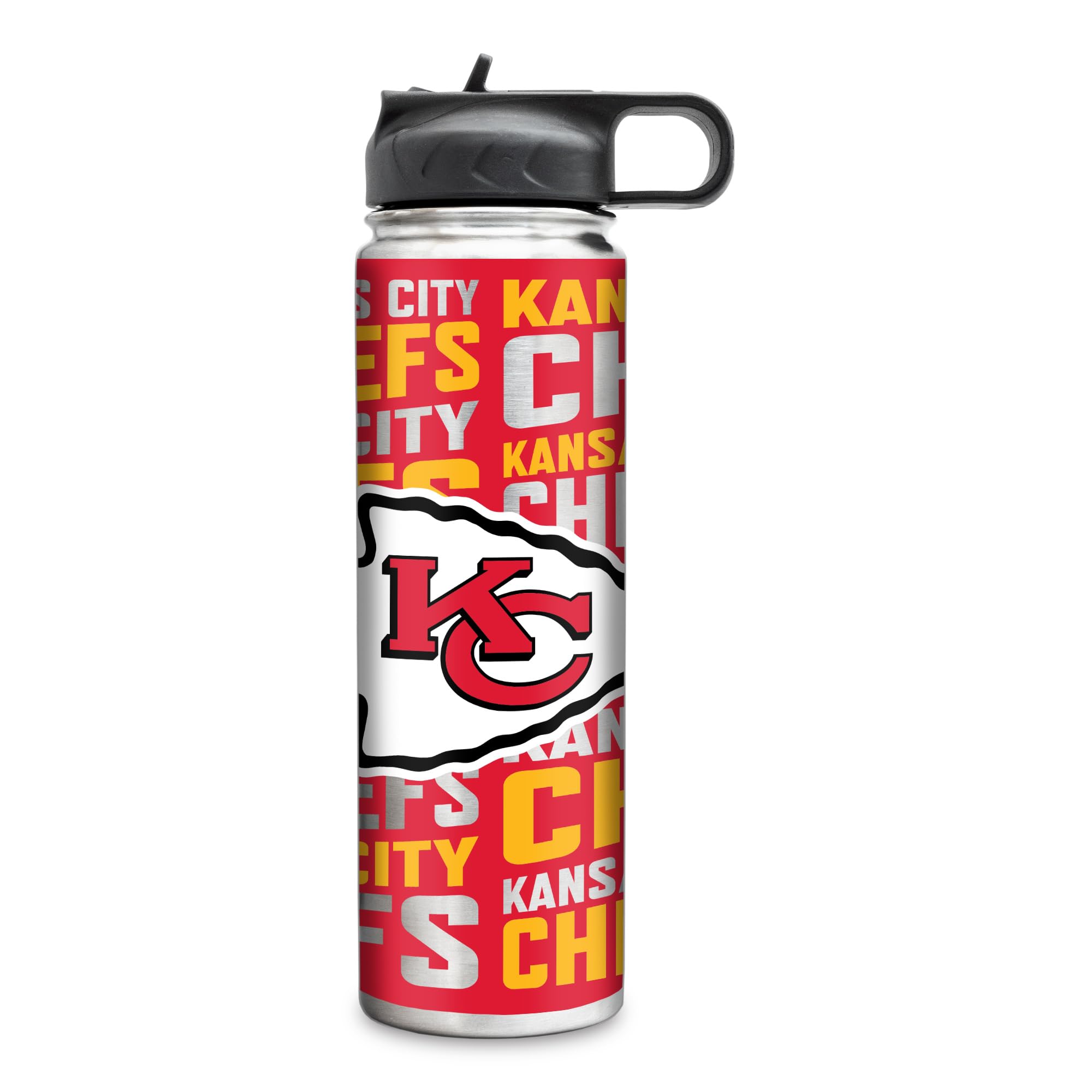 Rico Industries NFL Football Kansas City Chiefs 22oz Stainless Steel Tumbler with Lid - Great For Coffee, Tea, Water or Cocktail