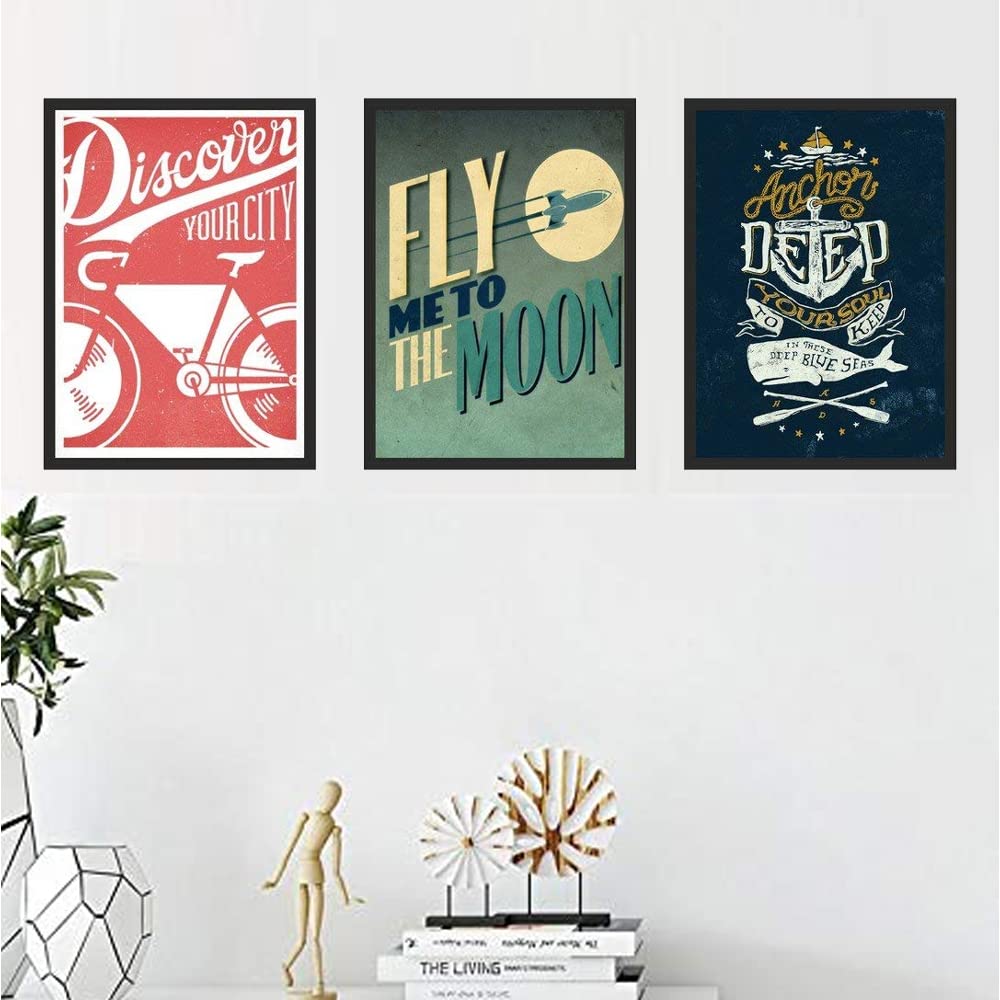 Go Hooked Paper Digital Wall Painting/Hanging Art/Decals/Home Decor/Gift Item (20.32 Cm X 30.48 Cm, 3 Frames, 8X12Set53)
