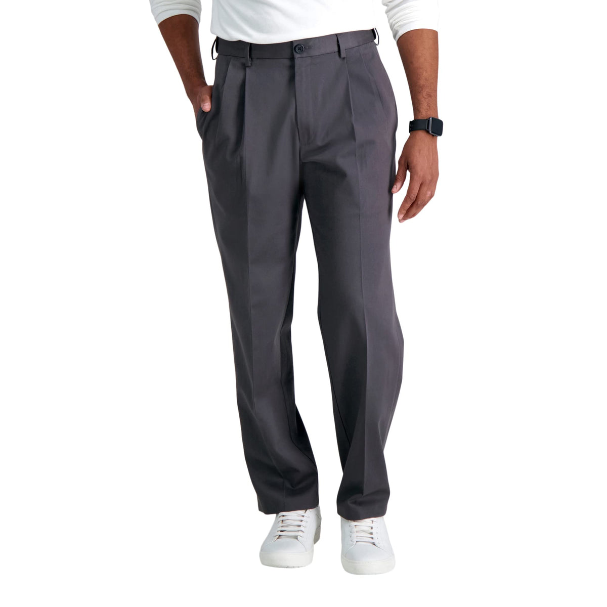 Haggar Mens Premium No Iron Khaki Classic Fit Pleat Front Regular And Big  Tall Sizes, Dark Grey, 34W X 32L