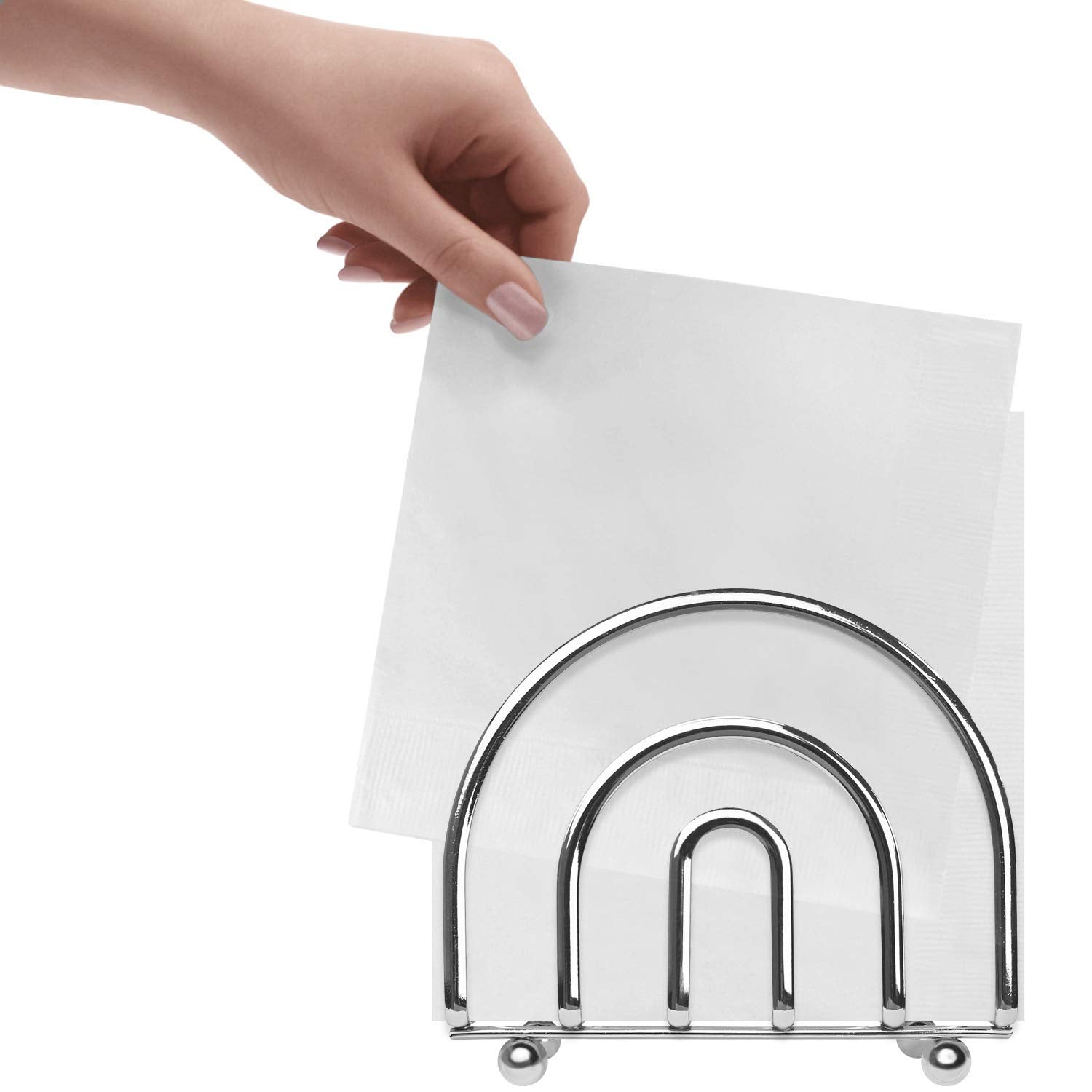 Blue Donuts Chrome Collection Napkin Holder - Classic Napkin Holders For Tables, Dining Table Napkin Holders For Kitchen, Kitche