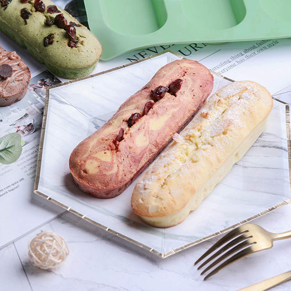 2 Pcs Eclair Mold Silicone Hot Dog Bun Molds Granola Bar Mold Nonstick & Heat Proof Baking Pan Bread Mold For Homemade Hotdog Bu