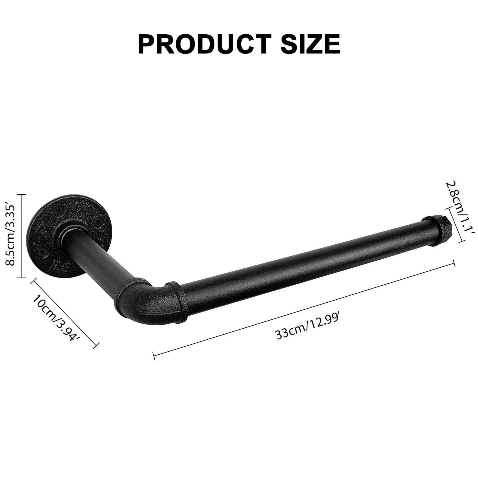 Jeasor Industrial Iron Pipe Kitchen Paper Towel Holder  Vintage Farmhouse Heavy Duty DIY Industrial Rustic Wall Mount Paper Towel Rack for Kitchen Bathroom (1  Black)