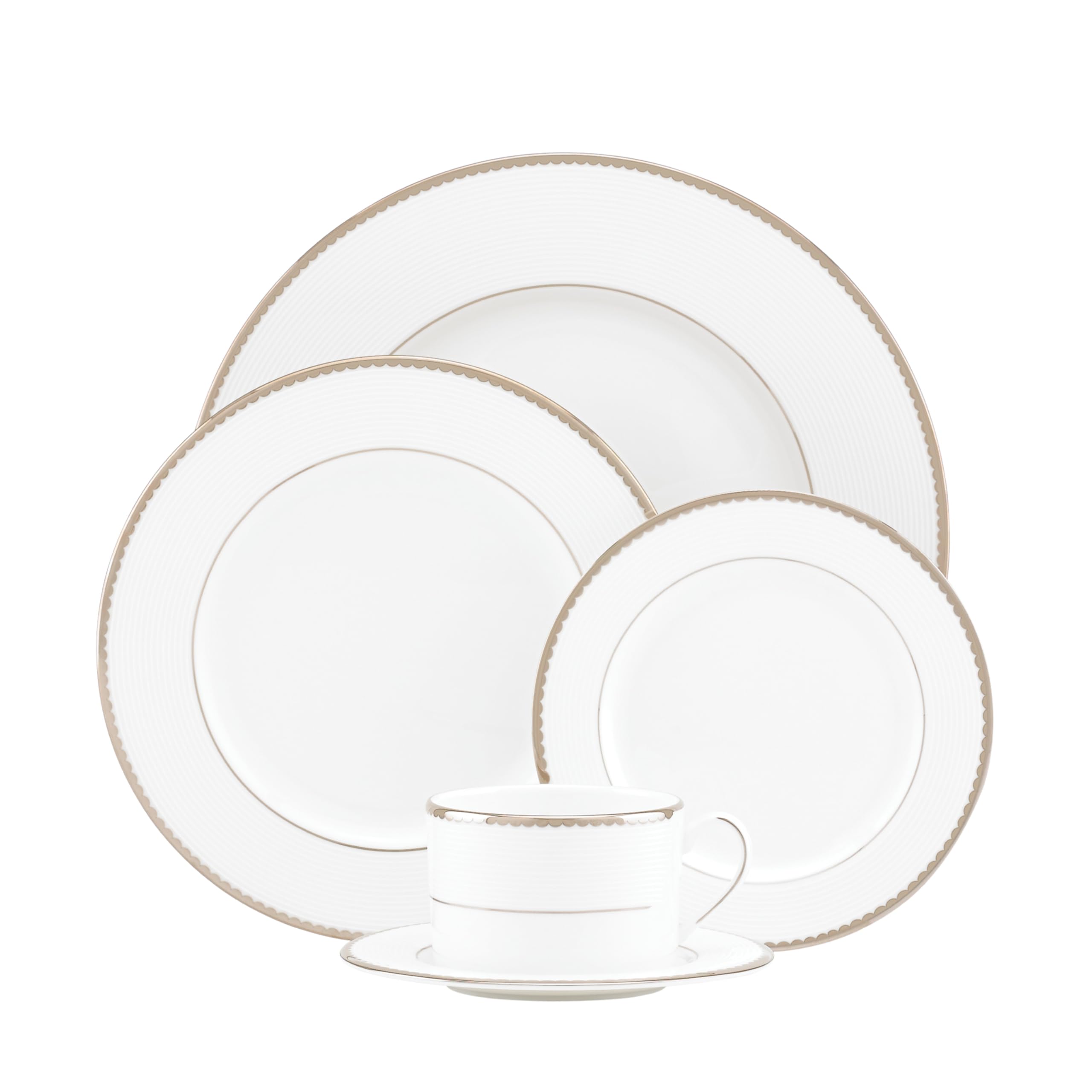 Kate Spade New York Sugar Pointe 5-Piece Place Setting, 4.40 LB, White