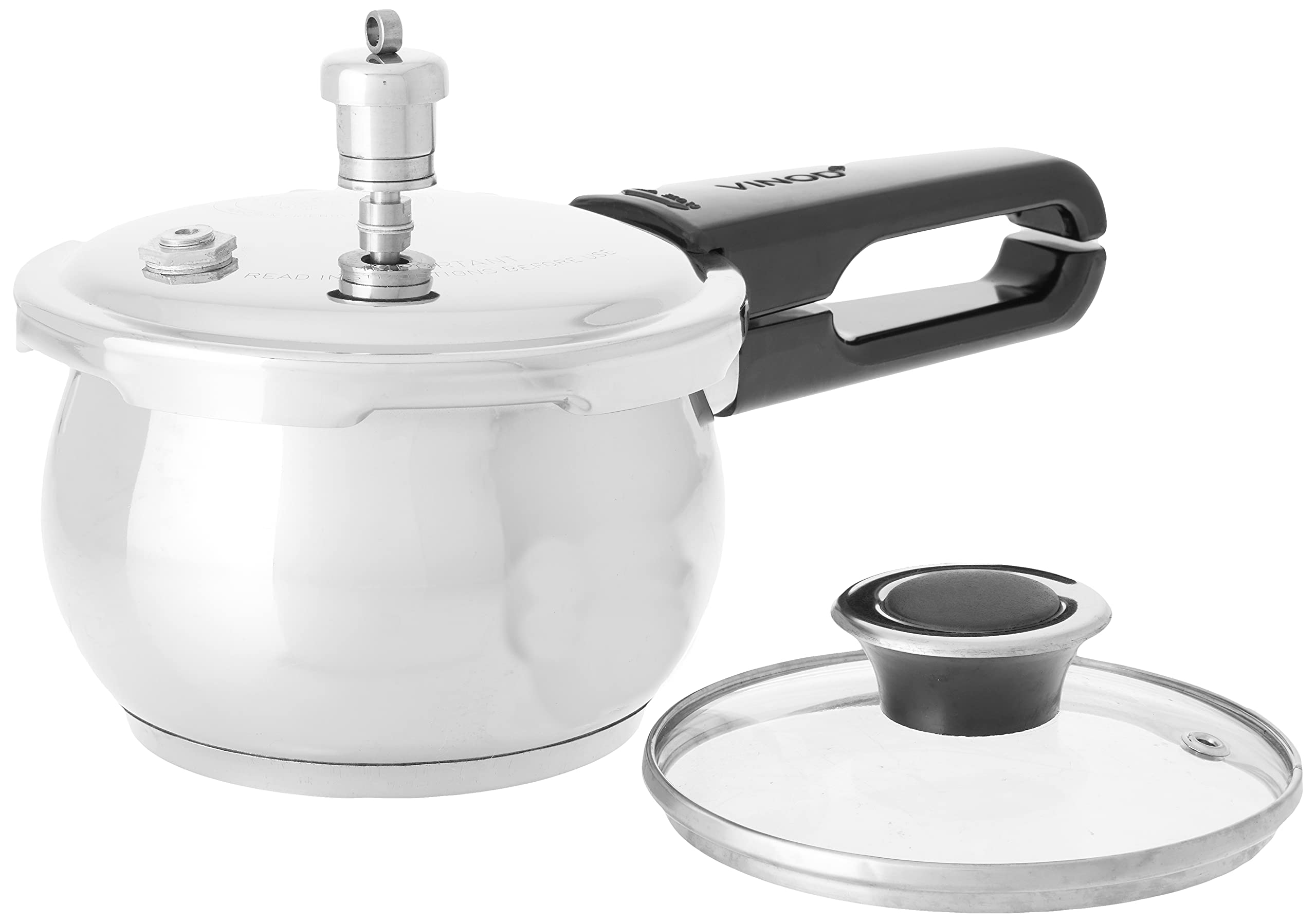 Vinod 1.5L Splendid Plus Handi Stainless Steel Pressure Cooker, 1.5Liter