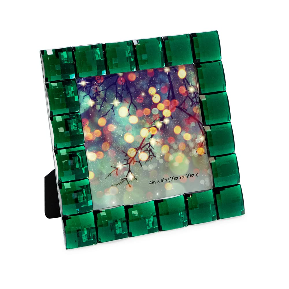 Isaac Jacobs Decorative Sparkling Jewel Picture Frame, Photo Display & Home D  cor (4x4, Emerald Green)