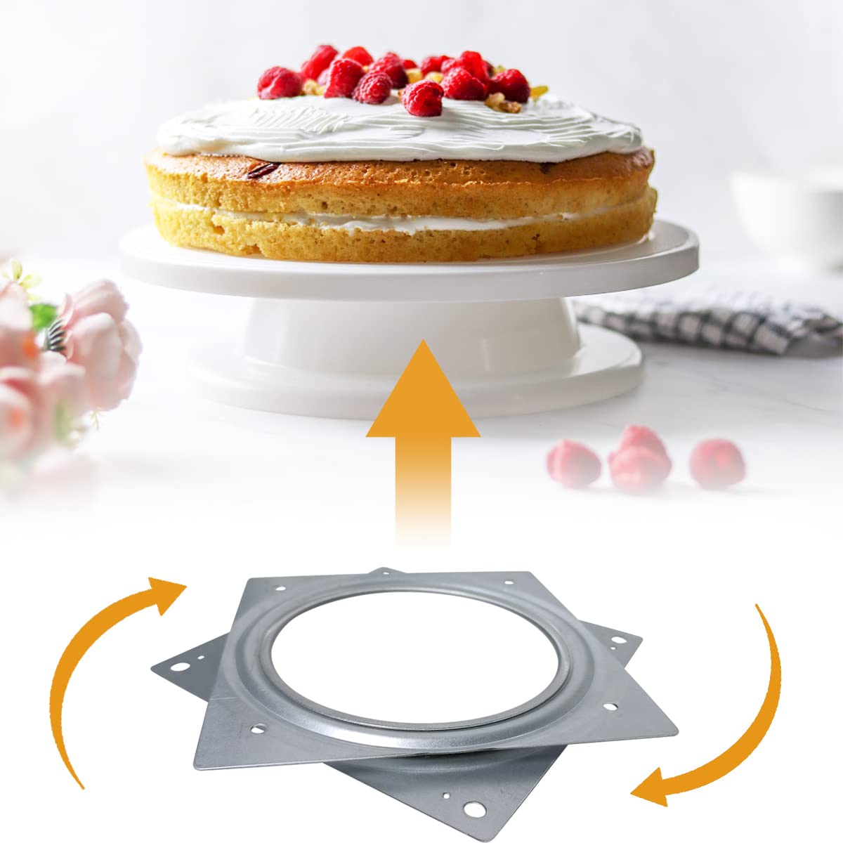 1 Pcs Of 6'' Inch Lazy Susan Turntable Bearings Hardware Square Rotating Bearing Plate For Serving Trays, Swivel Plate, Kitchen