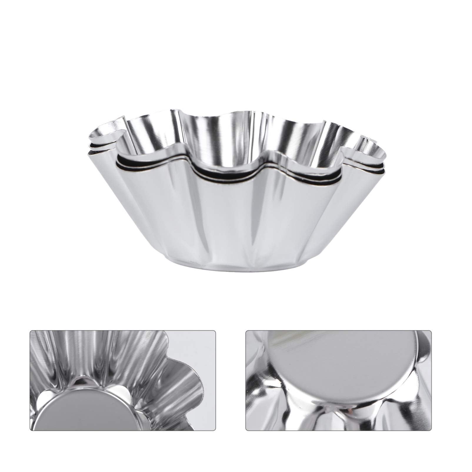 Luxshiny 6pcs Nonstick Tart Tins, Stainless Steel, Silver, Size 1 - Ideal for DIY Baking and Desserts