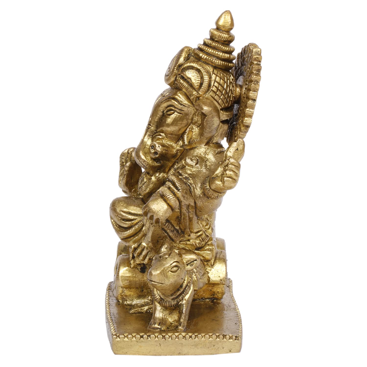 Kartique Brass Ganesh Riding On Mushak Cart Ganesha Bhagwan Statue Ganpati Idol Murti For Home Entrance Decor Diwali Gift Ganesh