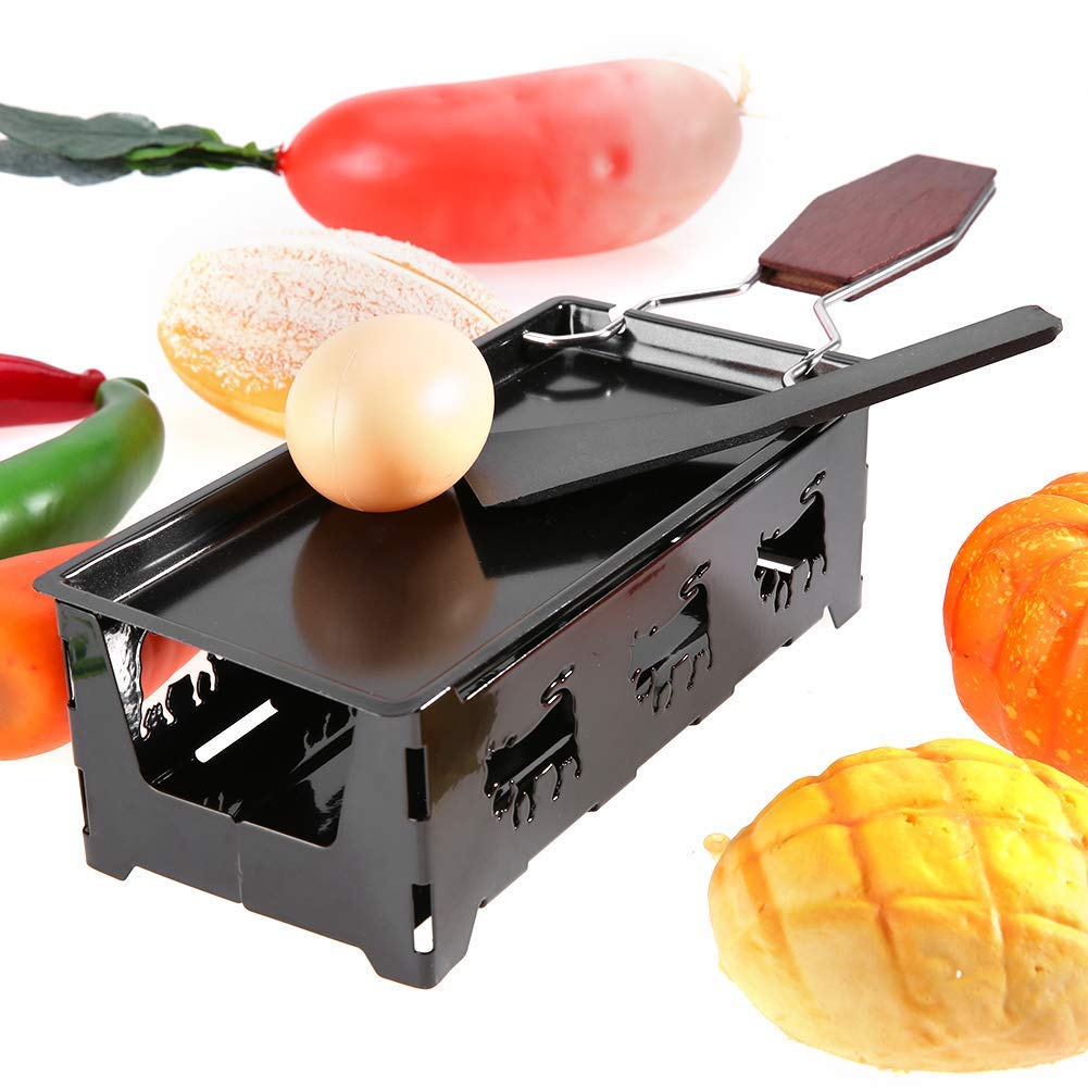 Portable Candlelight Cheese Raclette Non Stick Rotaster Baking Tray Stove Set Carbon Steel Home Kitchen Grilling Tool With Wood