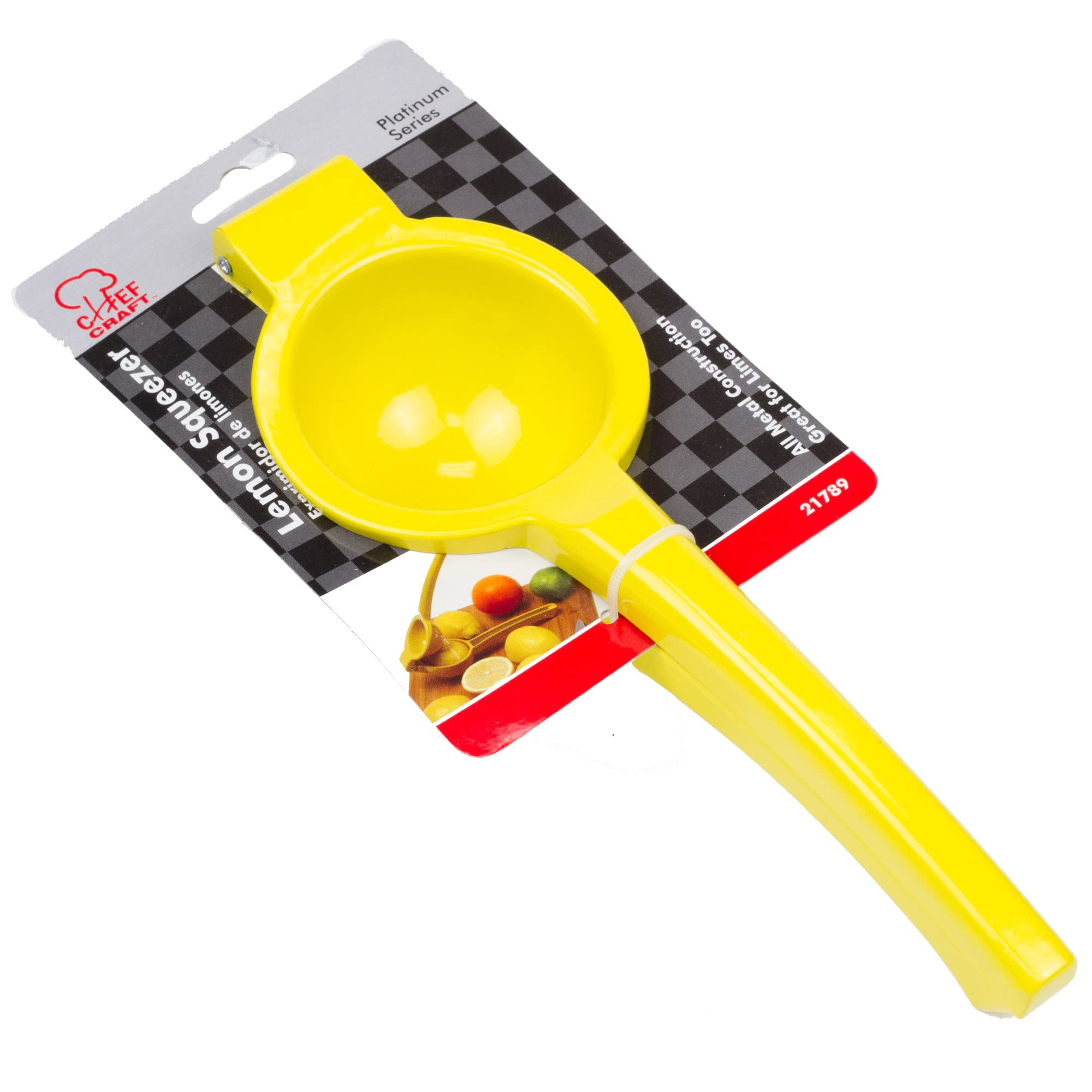 Chef Craft Aluminum Lemon Squeezer, 9" Length, Yellow, Model 21789