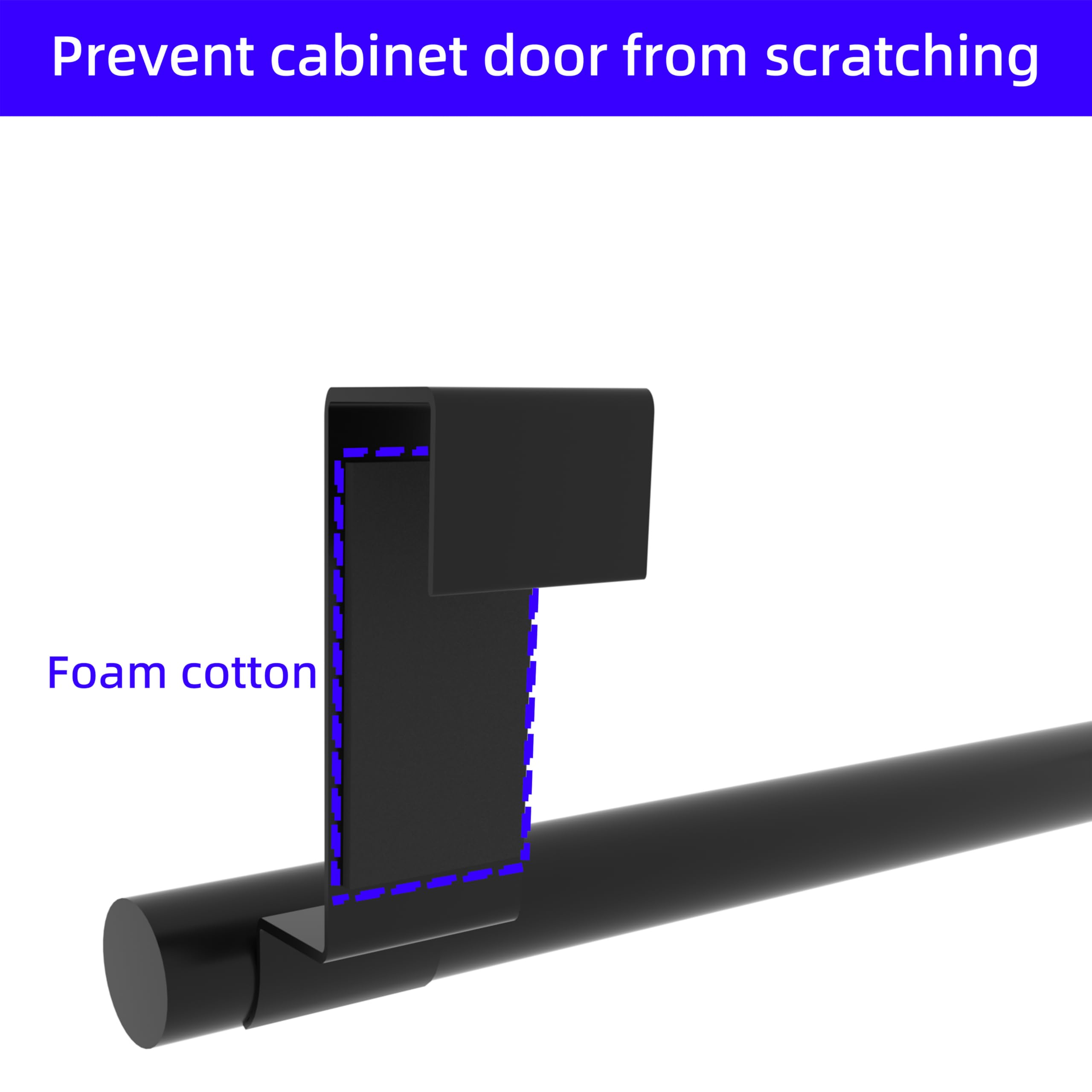 Qflushor Over Cabinet Towel Bar, 14' Stainless Steel Dish Towel Holder For Cabinet Door, Black, 2 Pack