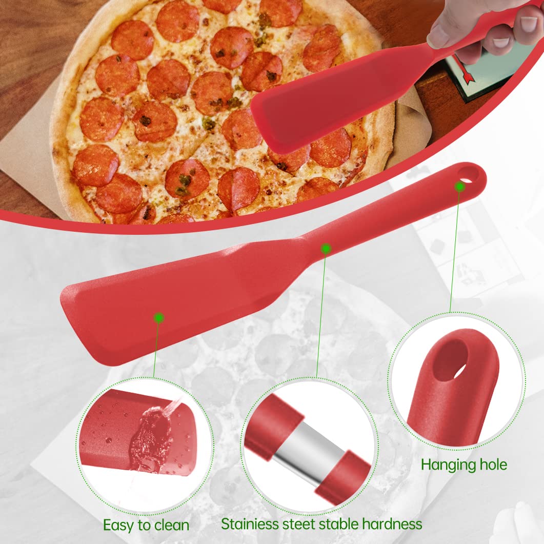 2 Pack Silicone Thin Spatula,Omelet Spatula Turner,Heat Resistant Cooking Spatula, Long Crepe Spatulas For Nonstick Cookware,Pan