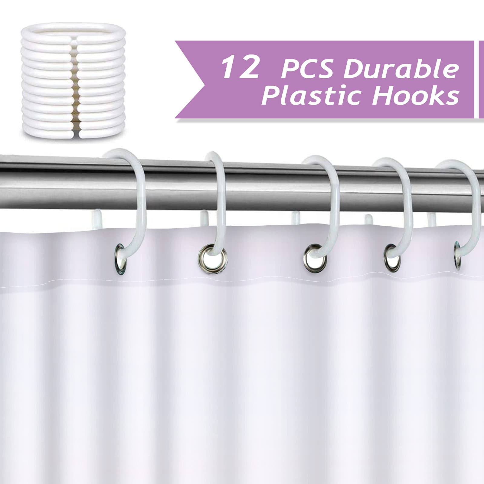 Bonhause Lavender Shower Curtain, Purple Floral Butterfly Bathroom Curtain 72X72 Inch Polyester Fabric Waterproof Bath Curtain W