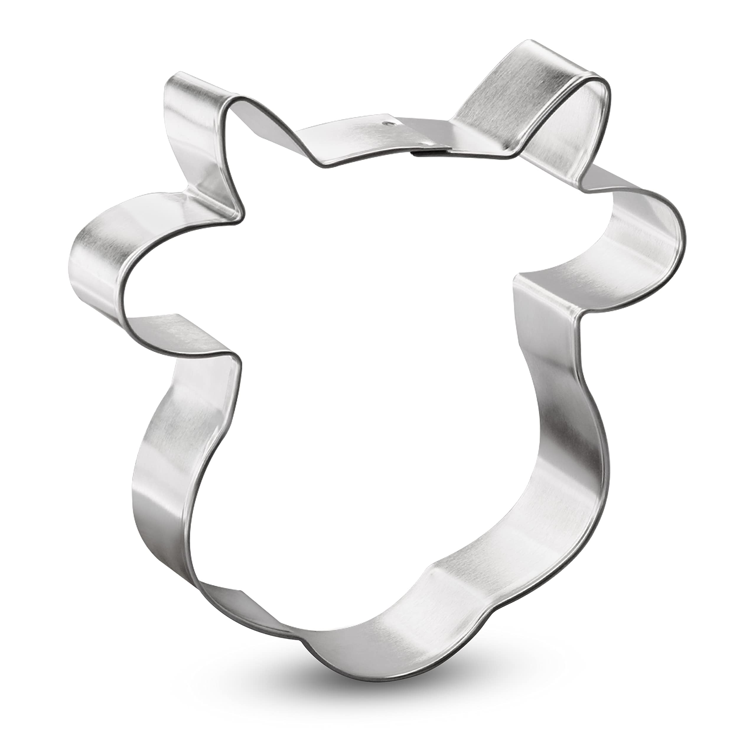 Cow Face Cookie Cutter - Made In The Usa - Foose Cookie Cutters Tin Plated Steel Cow Face Cookie Mold (4.25 Inch)