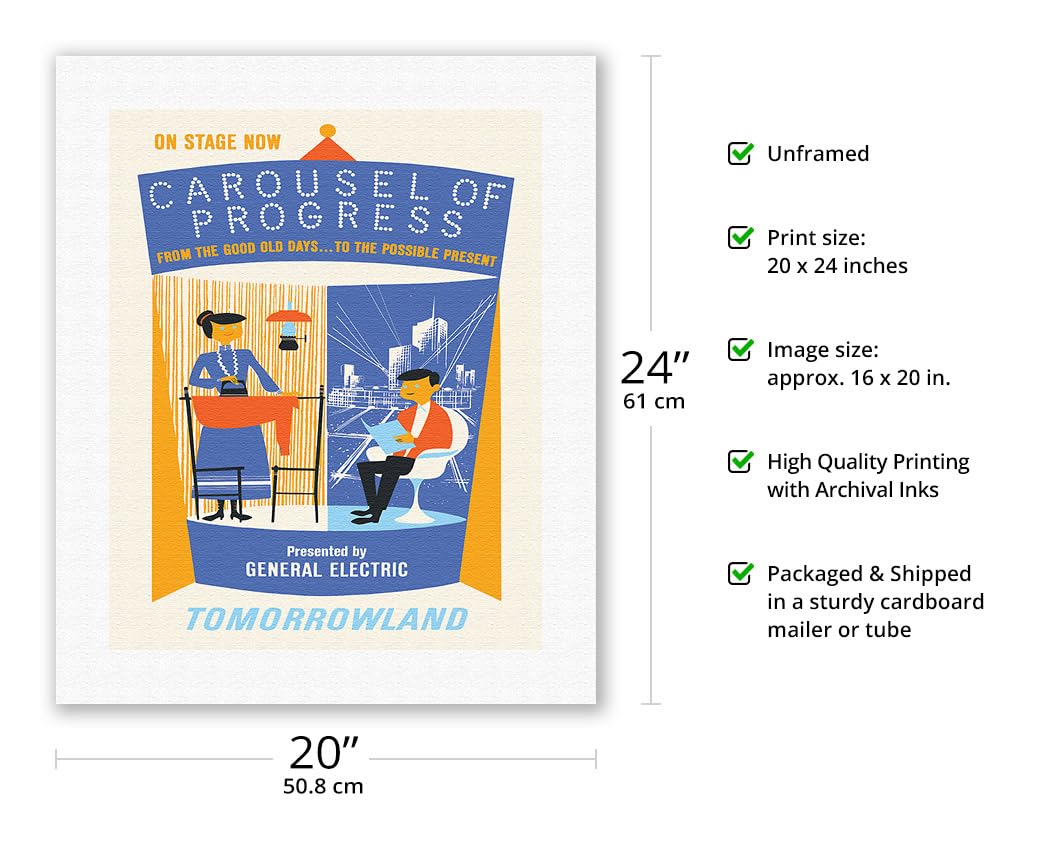 Disneyland - Tomorrowlands Carousel Of Progress - Vintage Advertising Poster C.1967 - Fine Art Rolled Canvas Print 16In X 20In