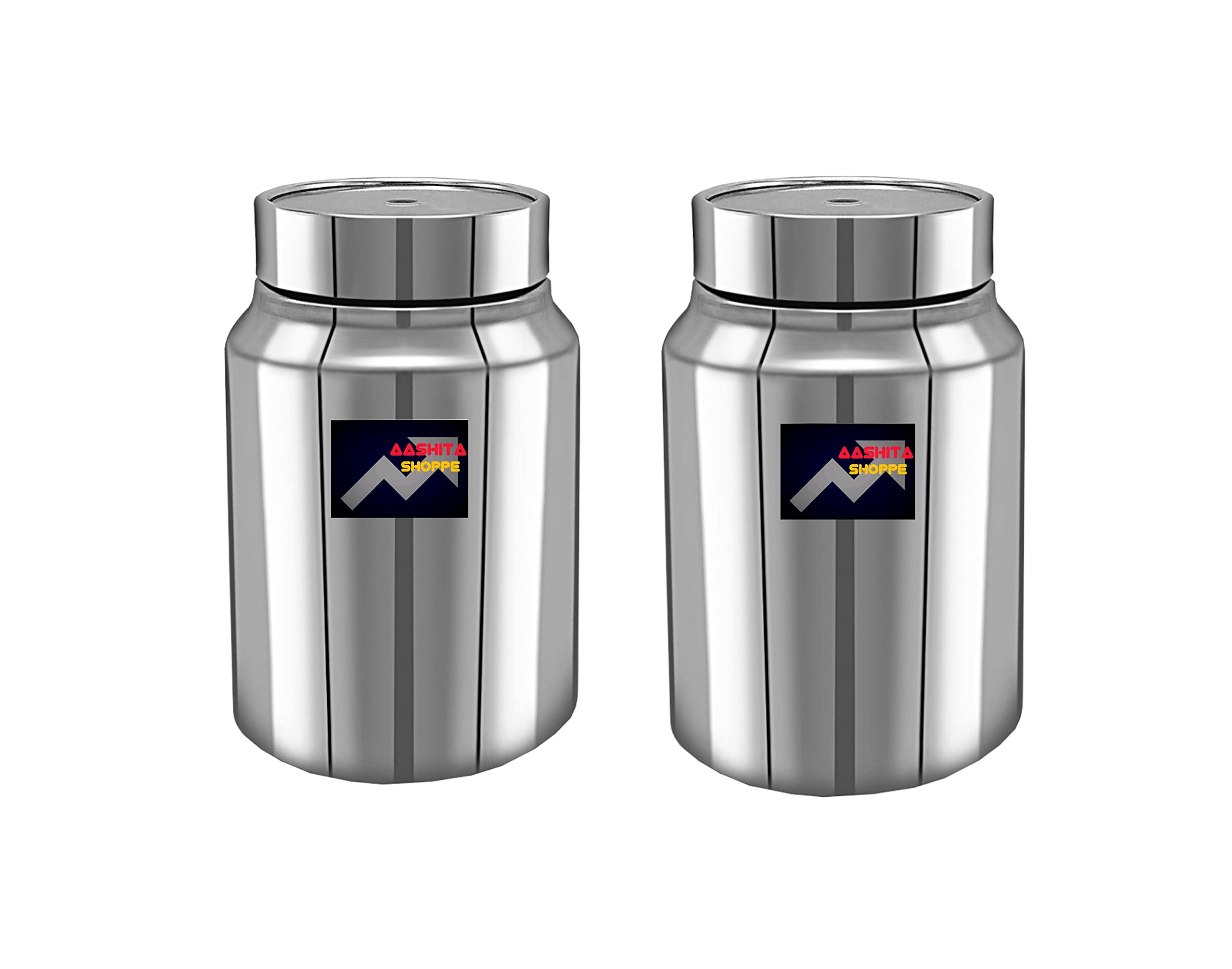 Aashita Shoppe Multipurpose Storage Container, Stainless Steel With Transparent Lid, Capacity  500 Gms(Per Container) Pack Of 2