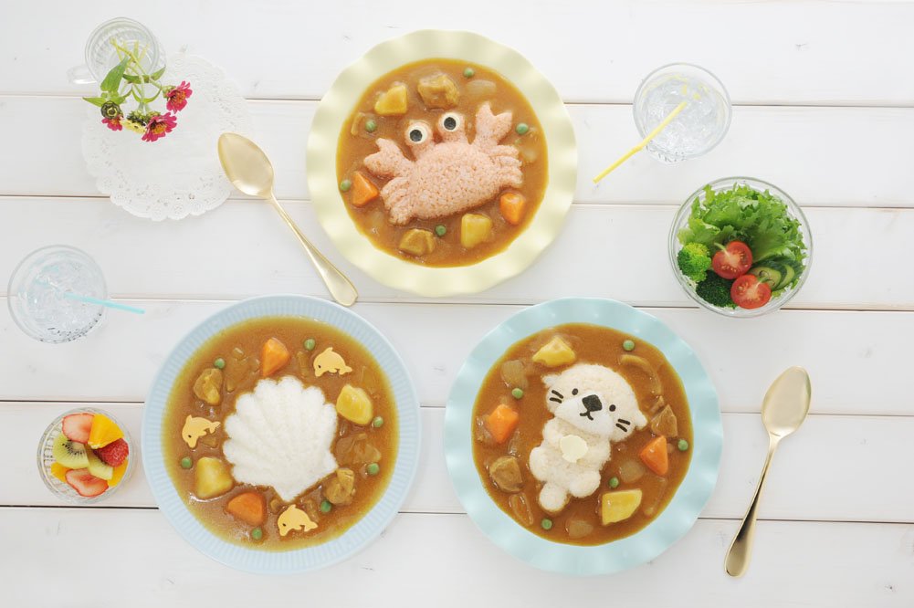 Arnest My Form Rice Press Mold 3Pcs (Crab, Sea Otter, Scallop) & Food Press Cutter For Decoration (76780)