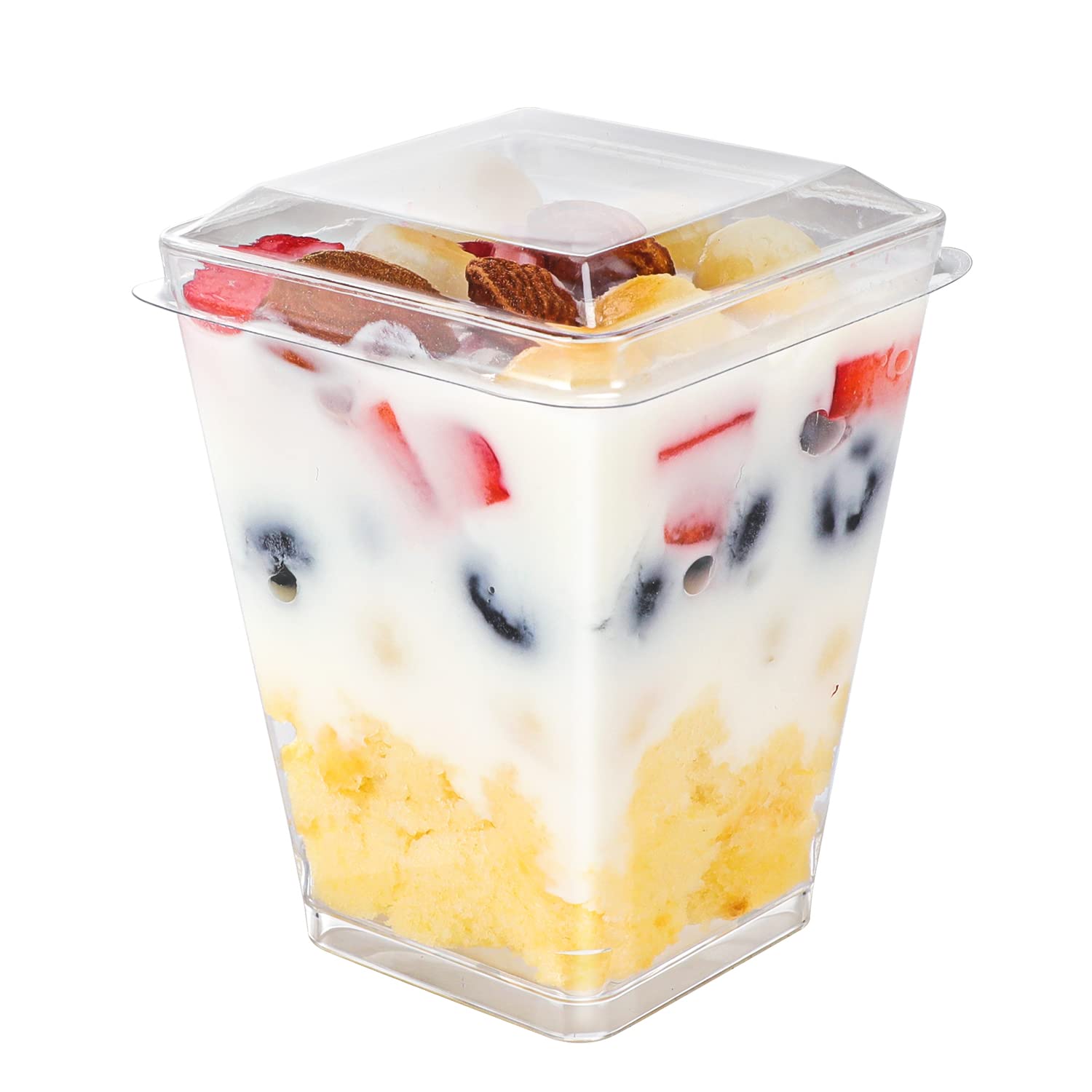 Easercy 50 Pack 5 Oz Plastic Dessert Cups With Lids, Yogurt Parfait/Appetizer Cup With Lids For Party, Mini Dessert Cups With Sp