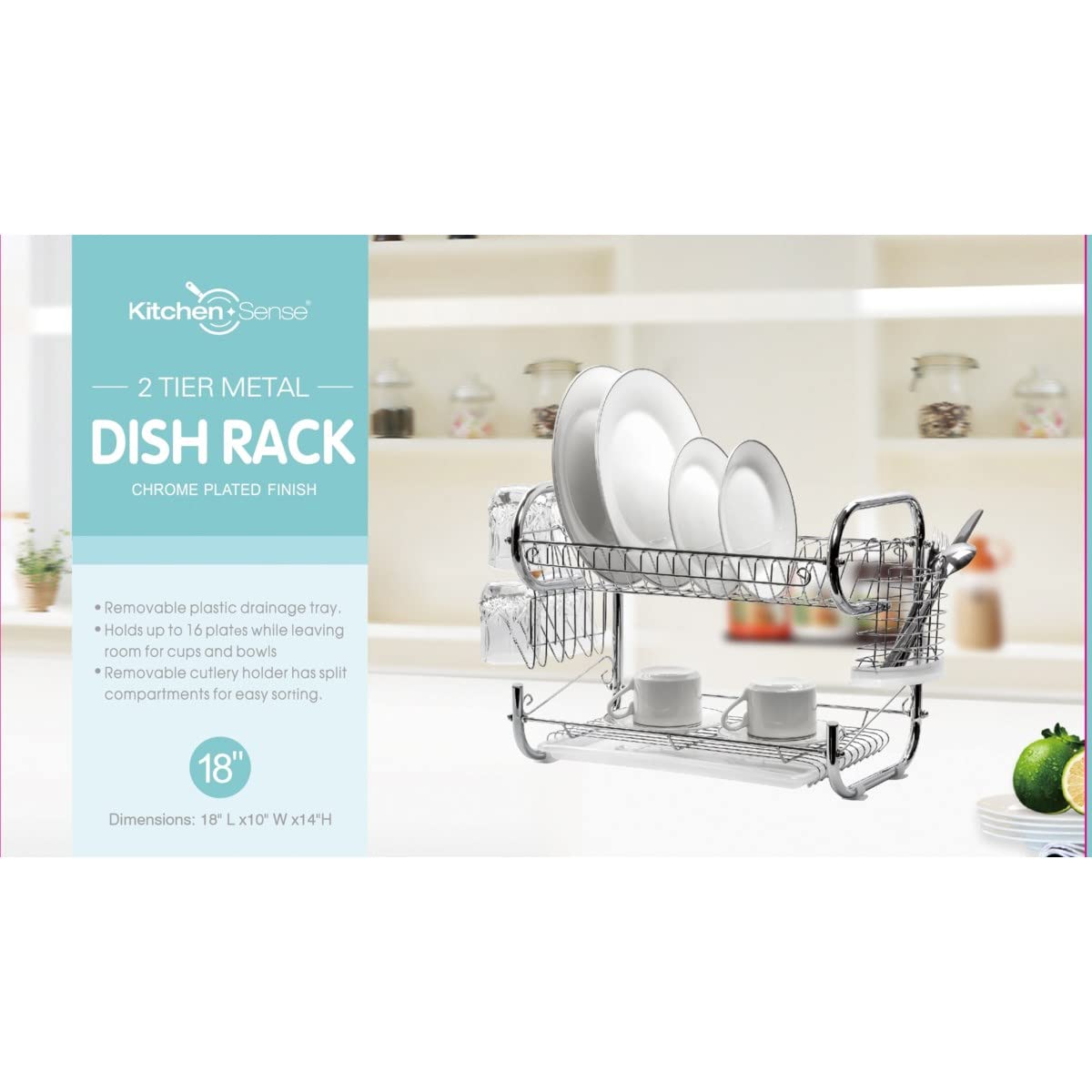 J&V Textiles Dish Drying Rack, Stainless Steel 2-Tier Dish Rack With Utensil Holder, Cutting Board Holder And Dish Drainer For K
