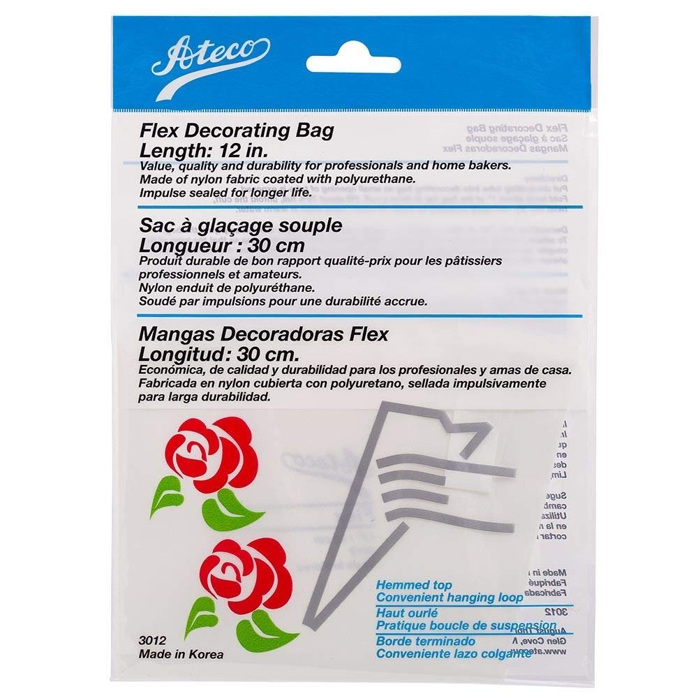 Ateco Flex Decorating Bag, Coated Nylon, 12-Inch, Reusable, White