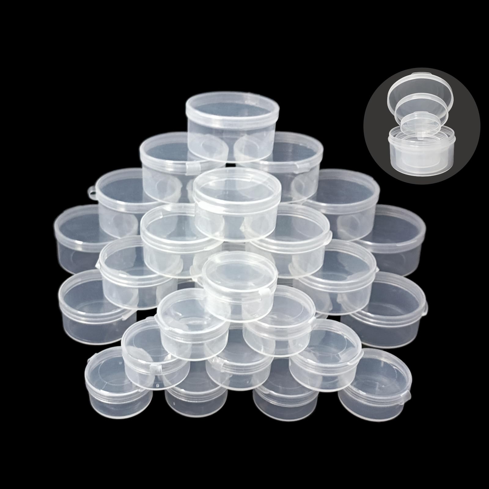 Zfyoung 30 Pcs Plastic Cosmetic Jar 5/10/20Ml Clear Case With Snap Lids Portable,Travel Storage Cosmetic Samples Beauty Products