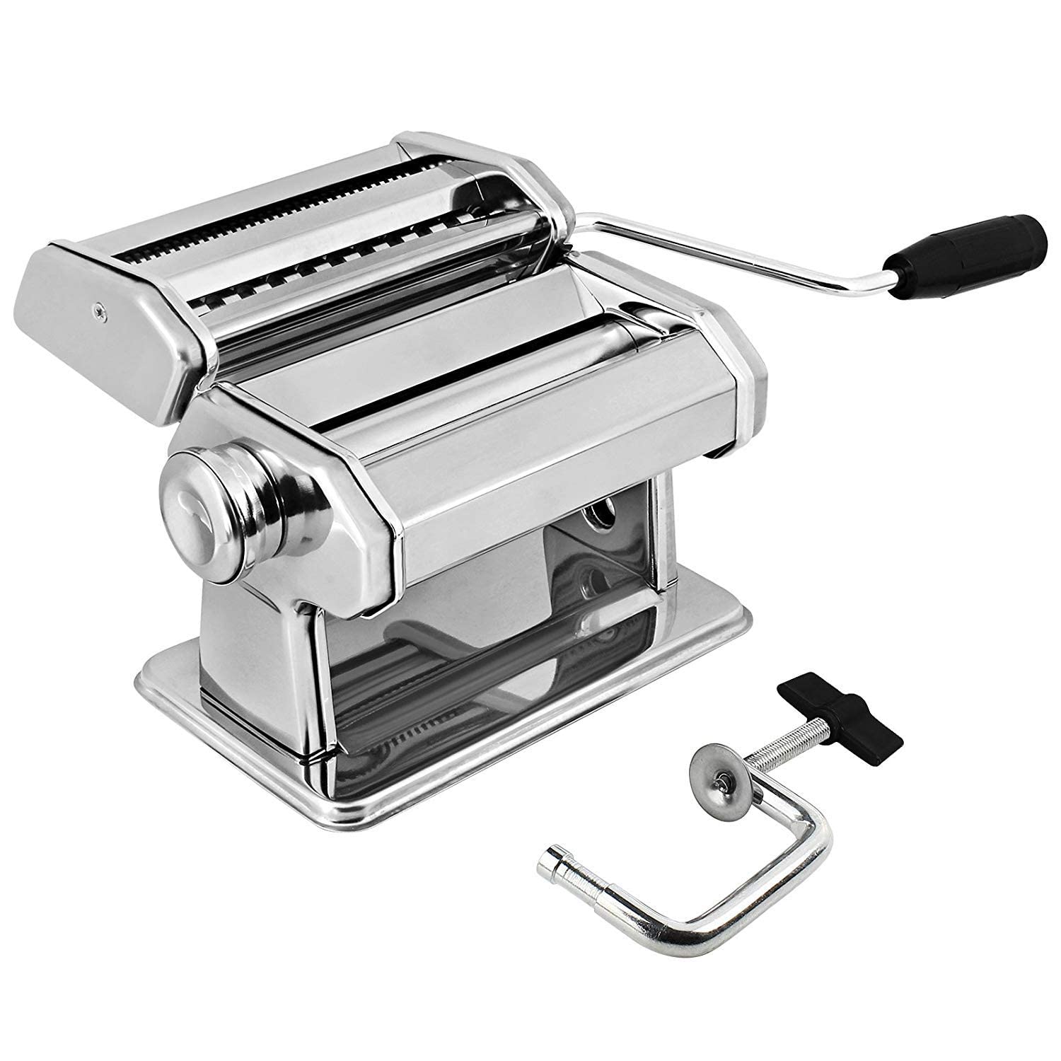 Gourmex Pasta Maker Machine Stainless Steel Manual | With Adjustable Thickness Settings | Perfect For Homemade Spaghetti Fettucc