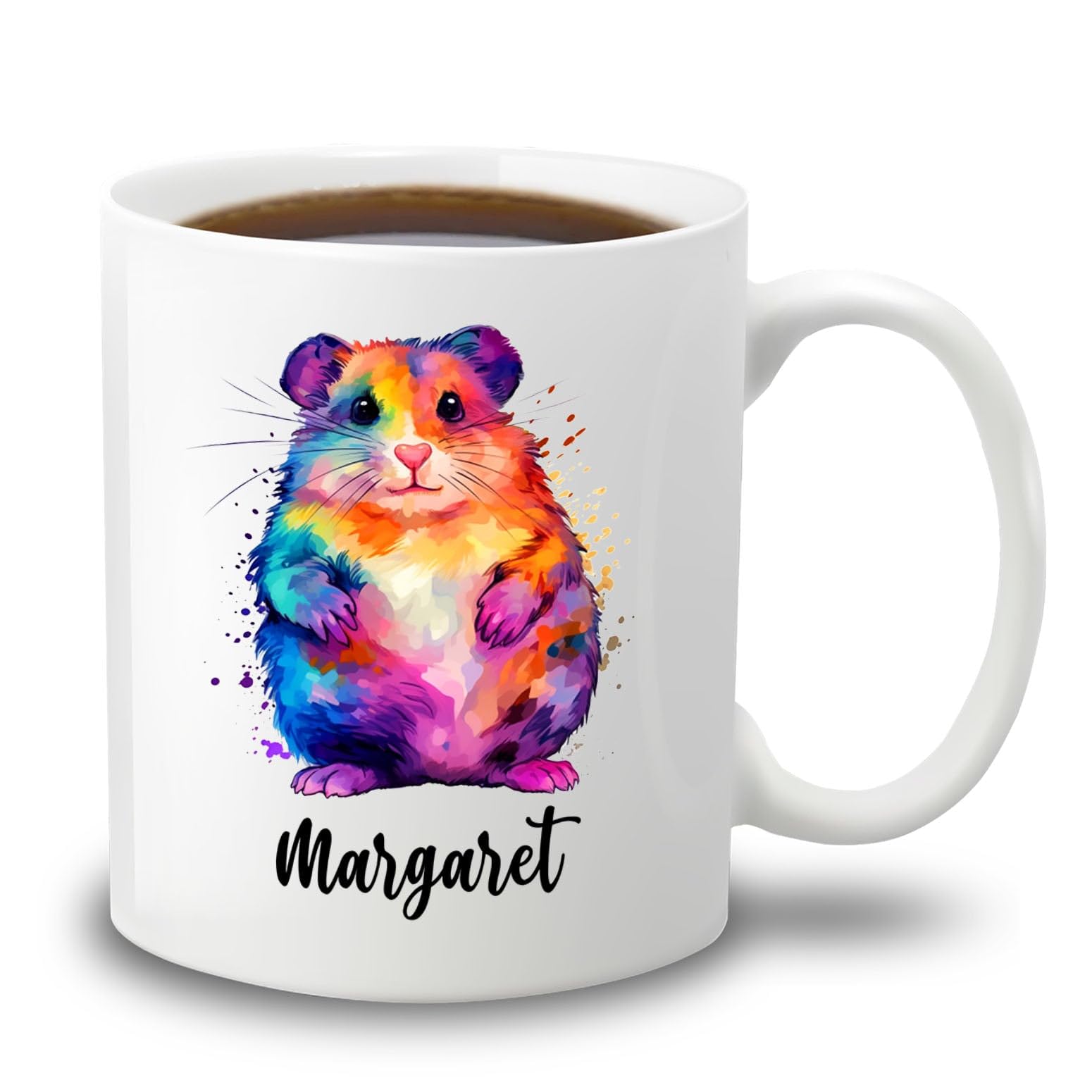 Hamster Coffee Mug Cup Gift With Custom Name, Personalized Hamster White Ceramic Mug 11 Oz 15 Oz, Unique Hamster Coffee Cup Gift
