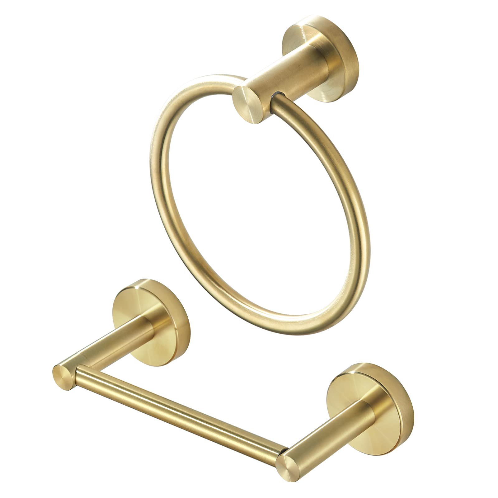 Weiko Gold Toilet Paper Holder Towel Ring, Brushed Gold Bathroom Accessories Hand Towel Holder Wall Mount Bath Hardware Set Tiss