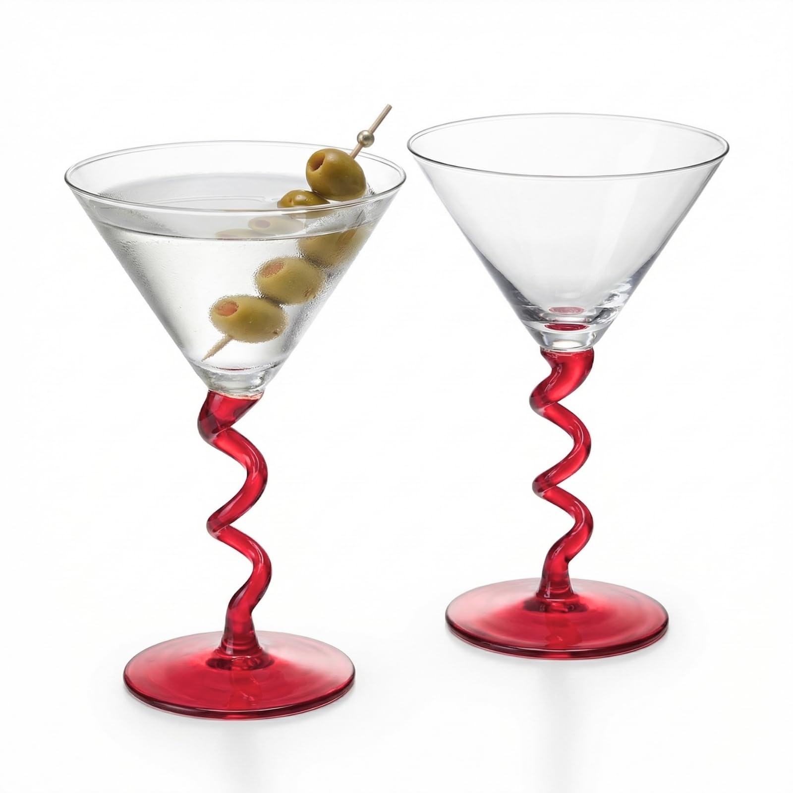 Spiral Stem Martini Glasses