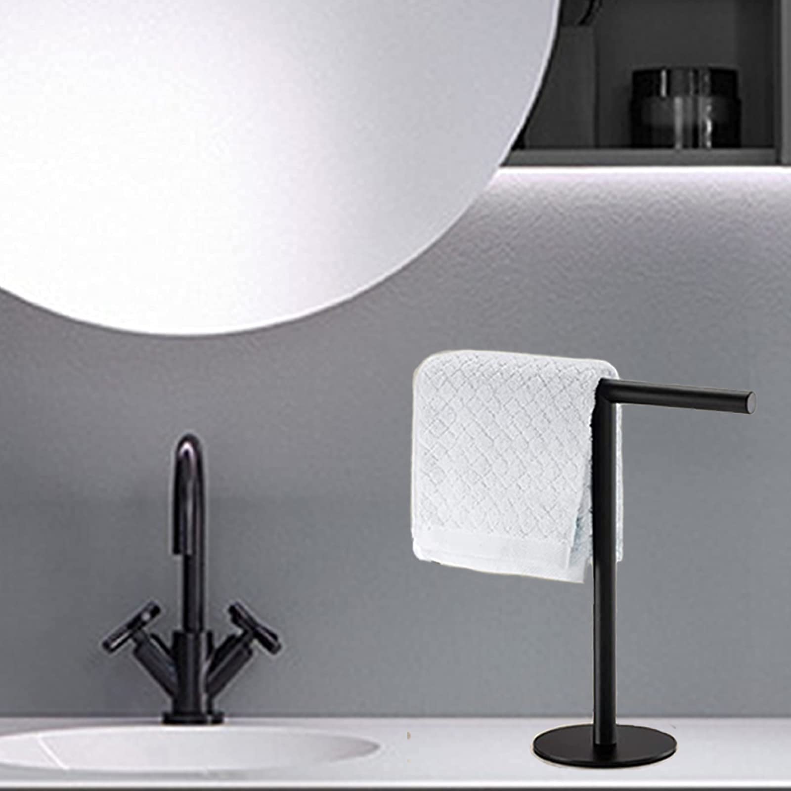 Hand Towel Holder Stand For Bathroom Vanity Countertop Matte Black T-Shape Towel Bar Rack Stand Towel Bar For Bathroom Kitchen