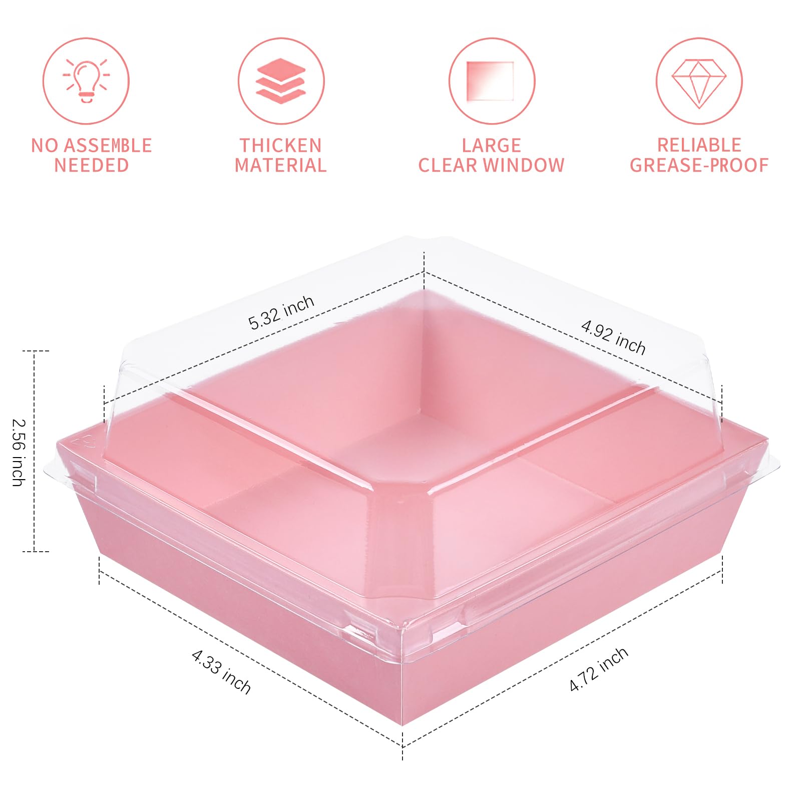Ocmoiy Small Charcuterie Boxes With Clear Lids, To Go Paper Disposable Food Containers, 5 Inches Bakery Dessert Boxes For Sandwi