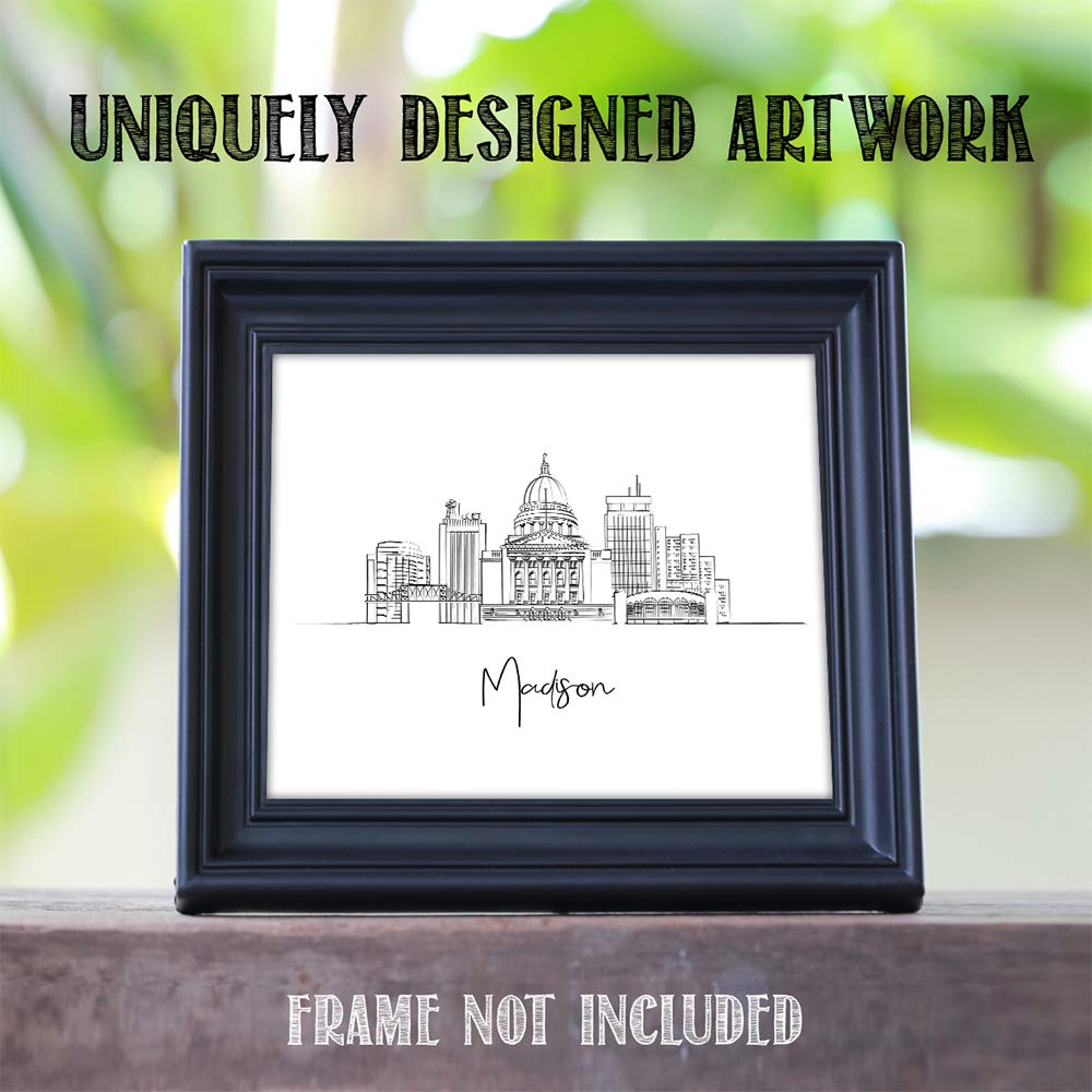 Tj Originals - Wisconsin State City Skyline Landscape - United States Of America Travel Adventures & Vacation Cityscape Wall Art