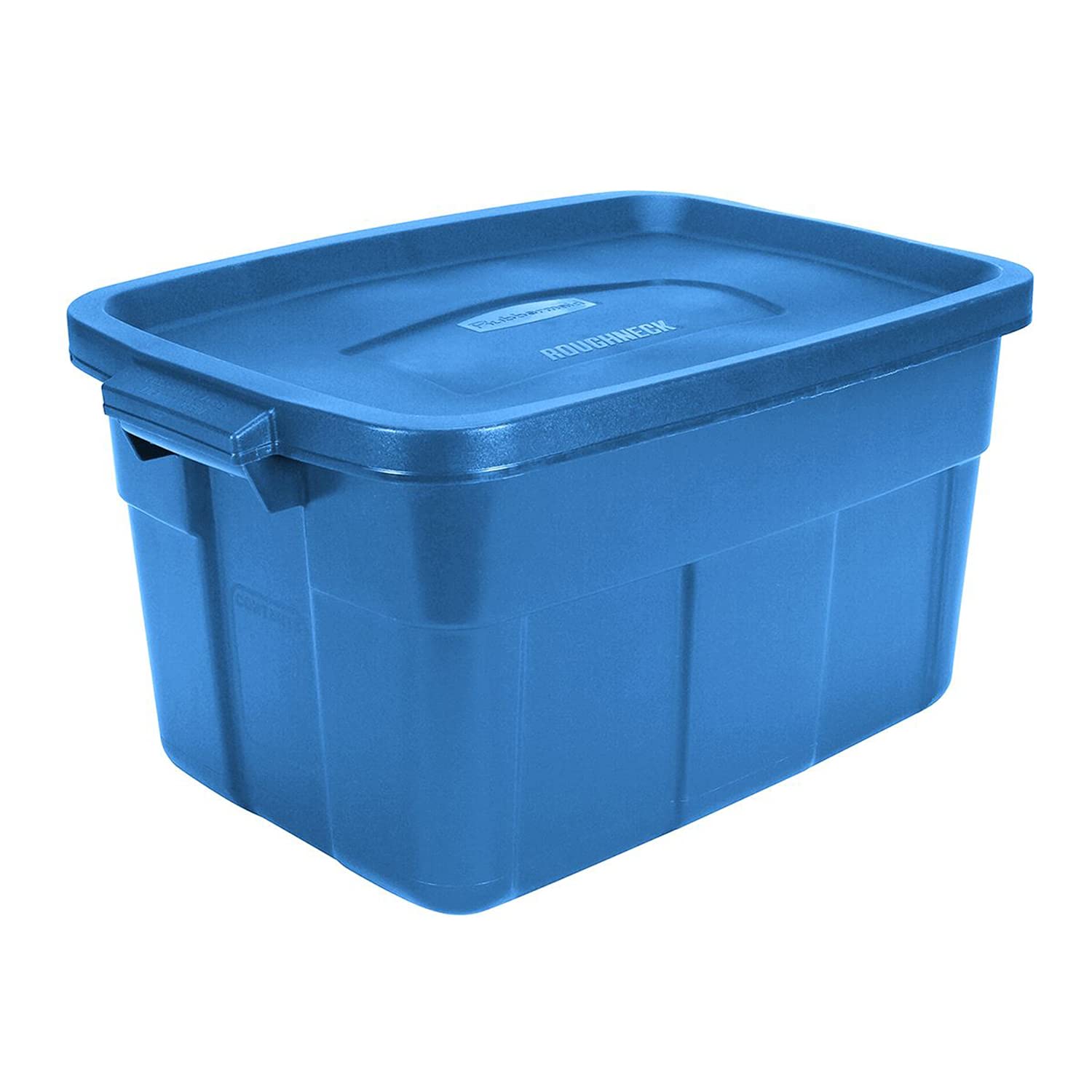 Rubbermaid Roughneck Tote 14 Gal - 6 Pack |Made In The Usa| Heritage Blue, Rugged Plastic Stackable Storage Tote With Lid And Ha