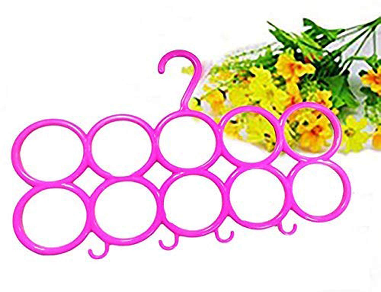 Kuber Industries 10-Circle Plastic Ring Hanger For Scarf, Shawl, Tie, Belt, Closet Accessory Wardrobe Organizer (Multicolour) - 