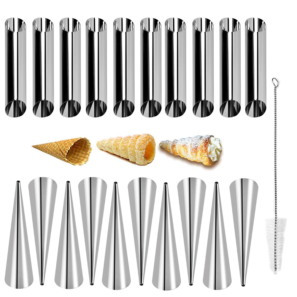 Guowall Cream Horn Mold, Stainless Steel Ice Cream Cone Mold And Tubular Shaped Reusable Pastry Mould For Baking, Diy Baking Too