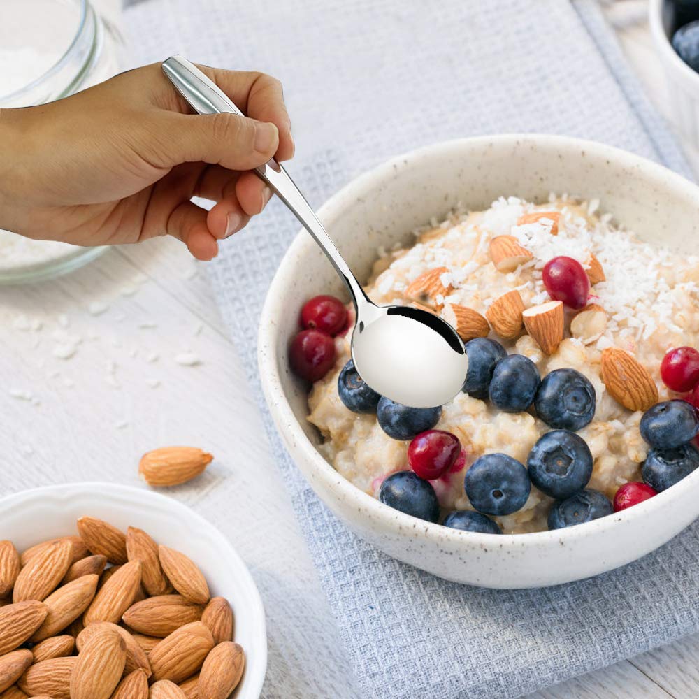 Ggbin 7.3 Inch Stainless Steel Round Soup Spoon, 12 Pieces