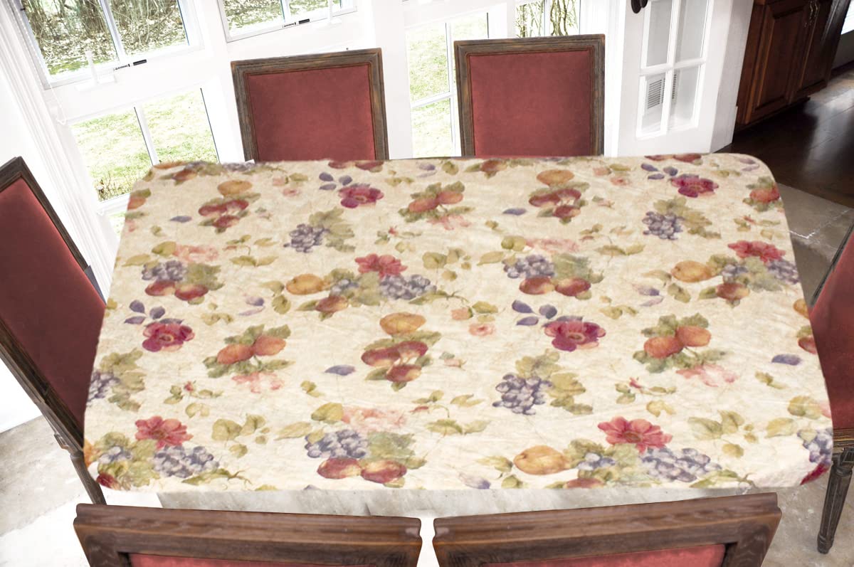 Covers For The Home Flannel Backed Vinyl Fitted Table Cover - Oblong 48" x 68" - Garden to Table Pattern