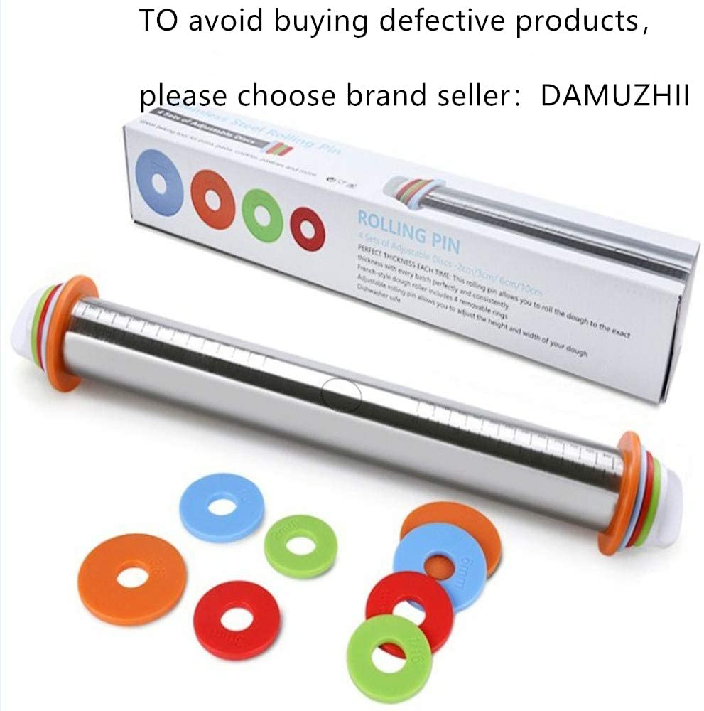 Rolling Pin Nonstick And Silicone Baking Pastry Mat Combo Kit, Adjustable Rolling Pin With Thickness Rings, Rolling Pin For Baki