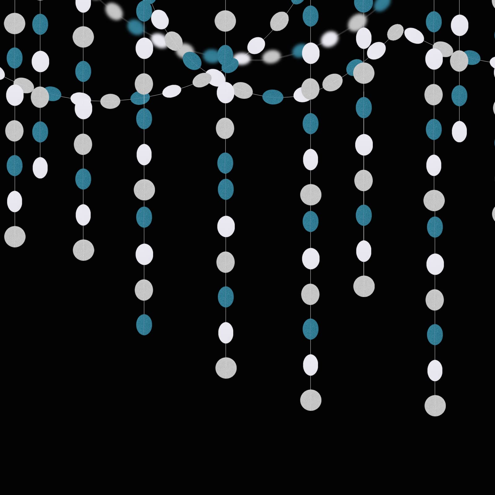 Teal-Turquoise White-Silver Party-Decorations Garland Streamers - 52Ft Woman Girl Frozen Birthday Paper Banner,Graduation Weddin