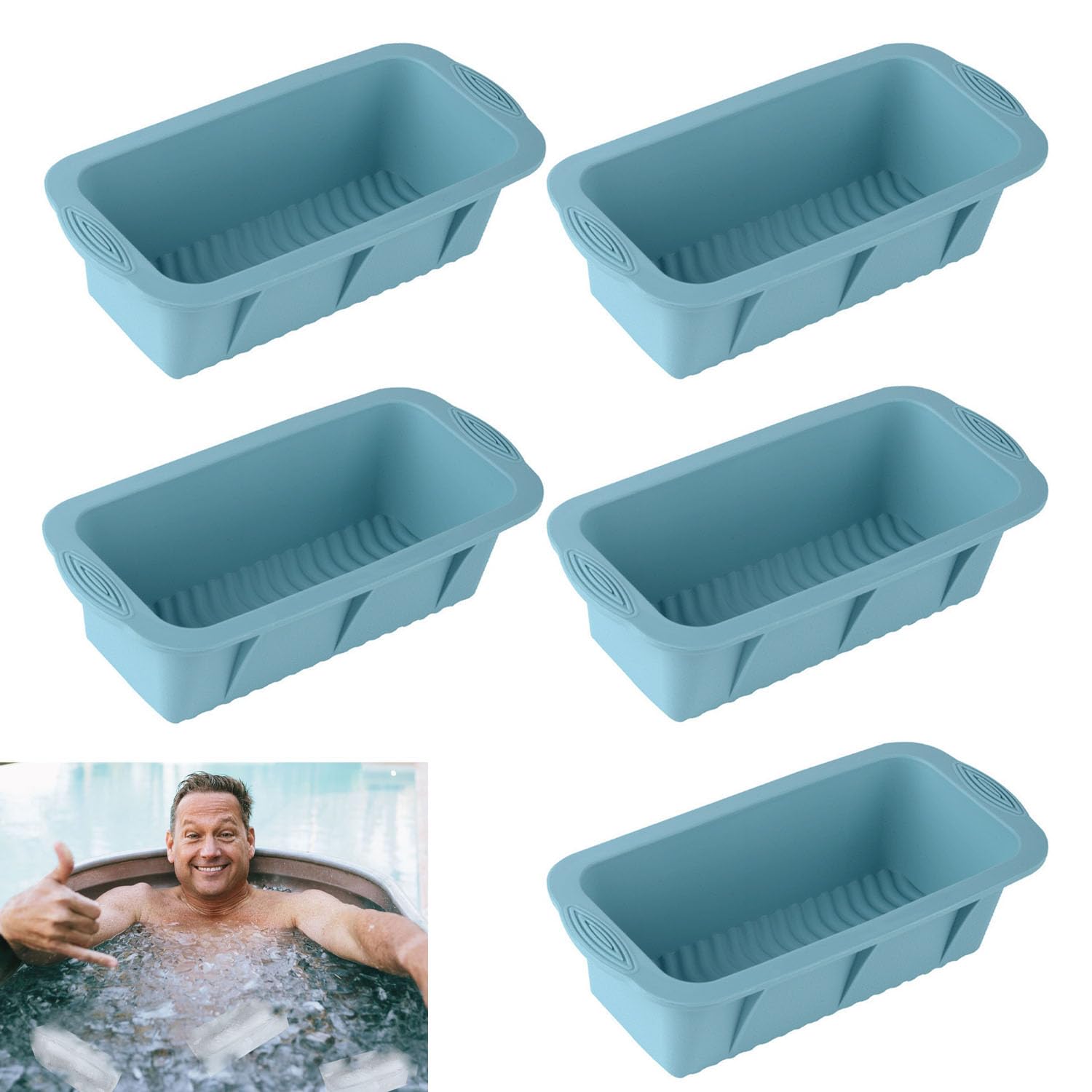 5Pcs Extra Large Ice Block Mold, Silicone Ice Block Molds For Ice Bath Tub, Big Ice Cube Molds For Ice Bath, Blue Ice Maker For