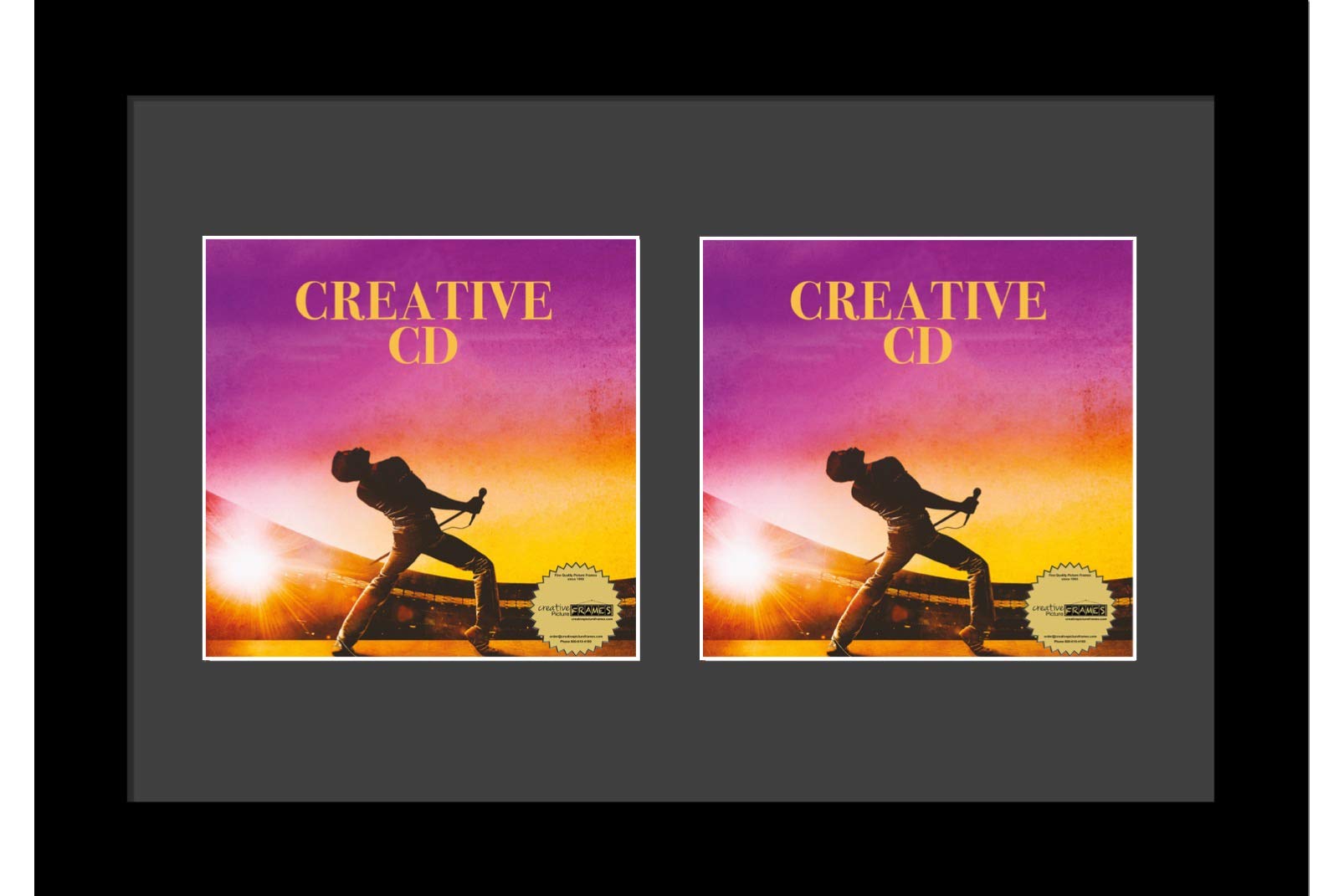 Creative Picture Frames 8 x 12 Double CD Cover Art Music Frame with Black Matting Self Standing or Wall Display