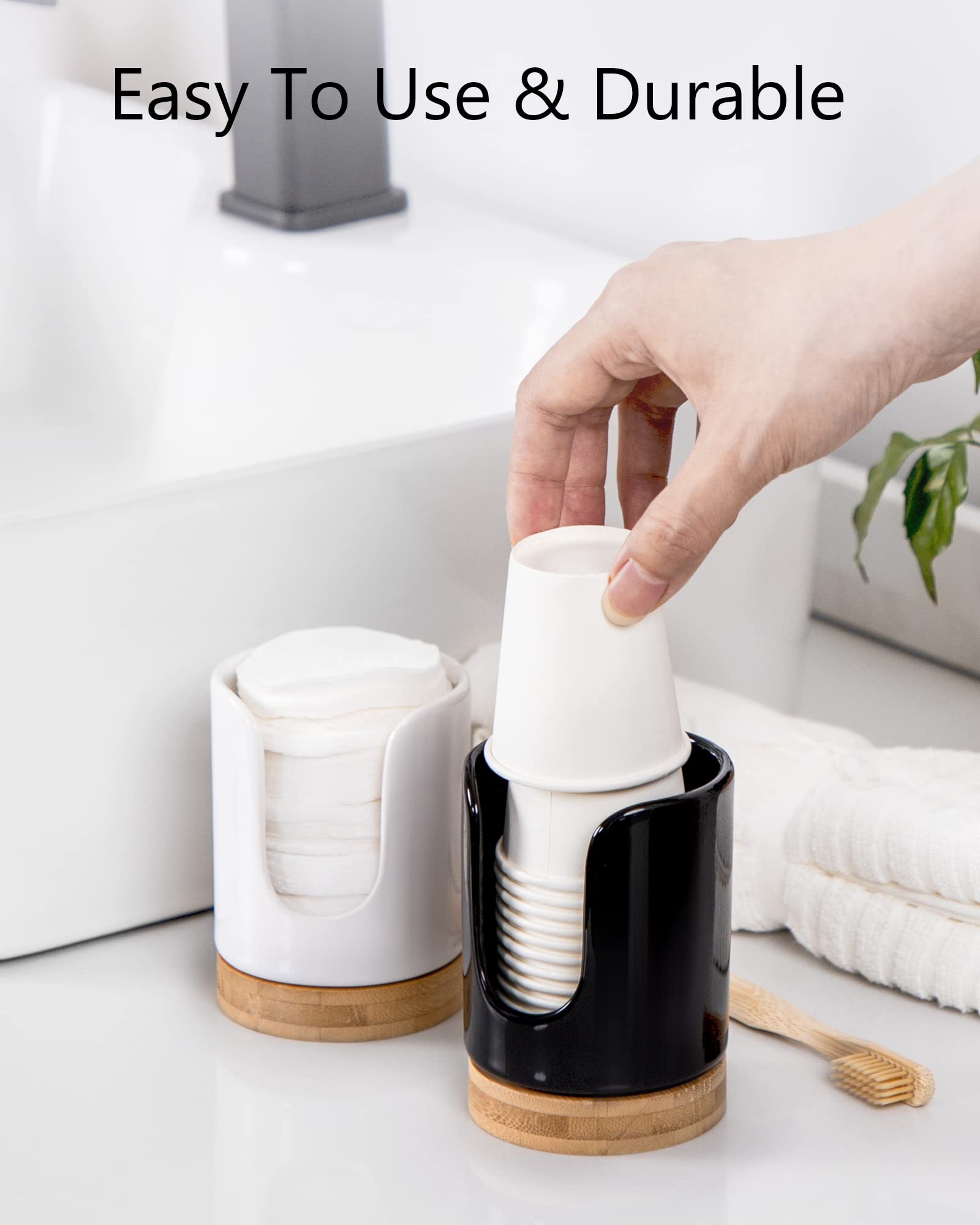 Viosuniu Ceramic Bathroom Cups Dispenser - 3 Oz Disposable Paper & Plastic Bathroom Cups Holder - Mouthwash Cups Dispenser For B