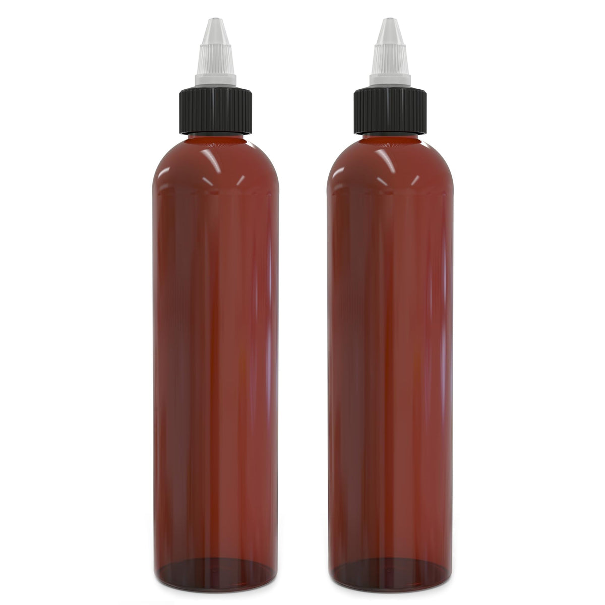 Brightfrom Twist Top Applicator Bottles, 8 Oz, Squeeze Empty Plastic Bottles, Black Nozzle, Bpa-Free, Pet, Refillable, Open/Clos