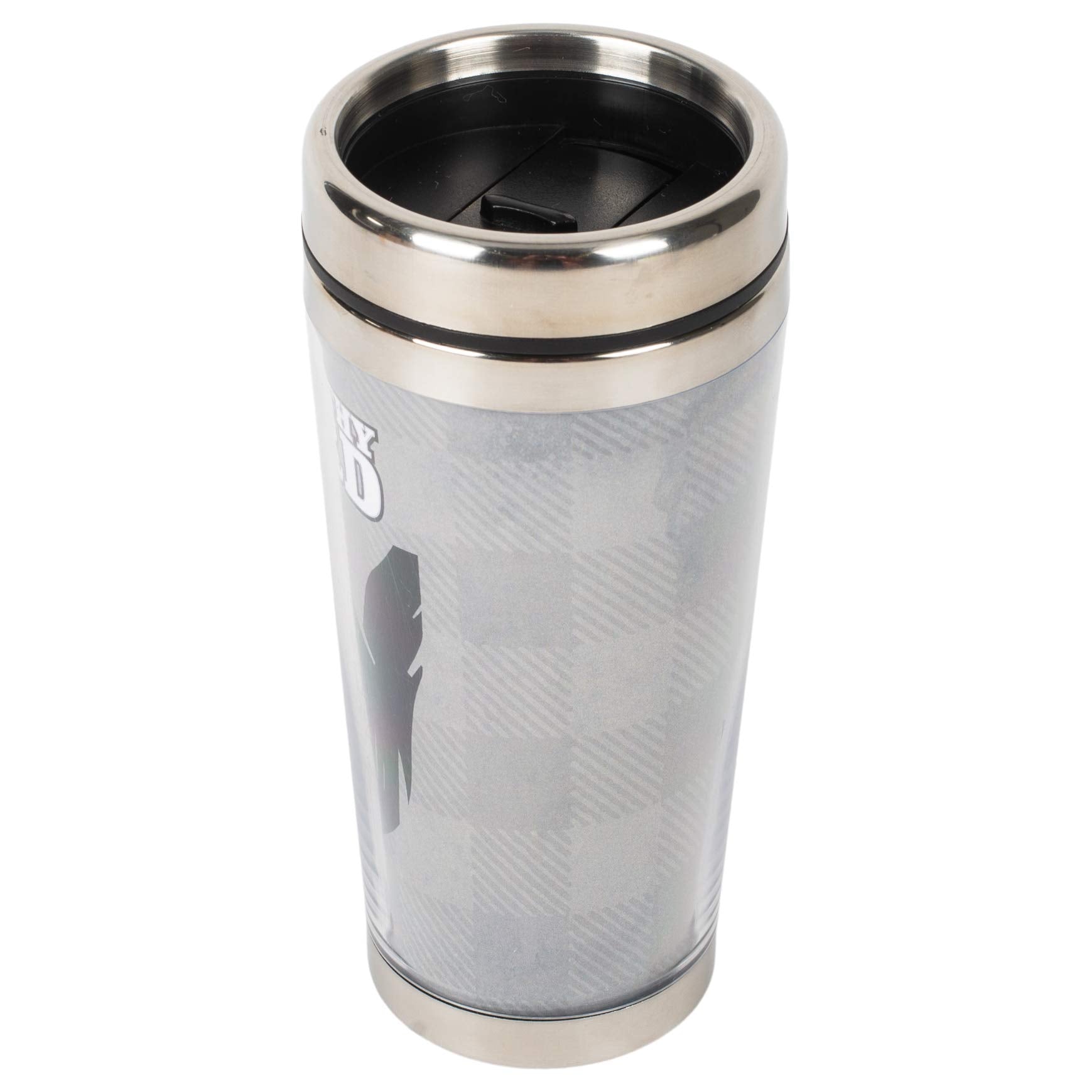 Respect Thy Beard Grey 16 Ounce Stainless Steel Travel Mug Tumbler With Lid