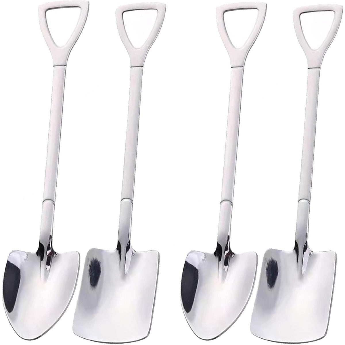 4 Pcs Stainless Steel Shovel Shape Spoon Pointed Spoon Coffee Tea Sugar Stirring Spoon Cake Dessert Spoon, Cat Dog Food Scooping