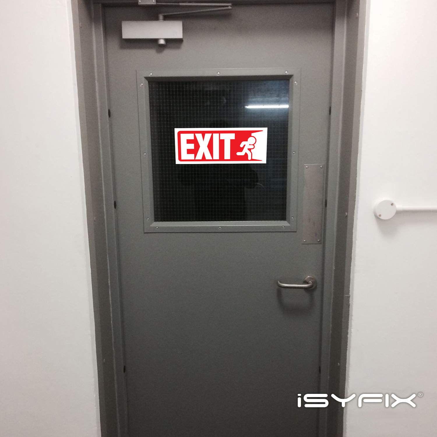Isyfix Exit Signs Stickers - 3 Pack 10X4 Inch - Premium Self-Adhesive Vinyl, Laminated For Ultimate Uv, Weather, Scratch, Water