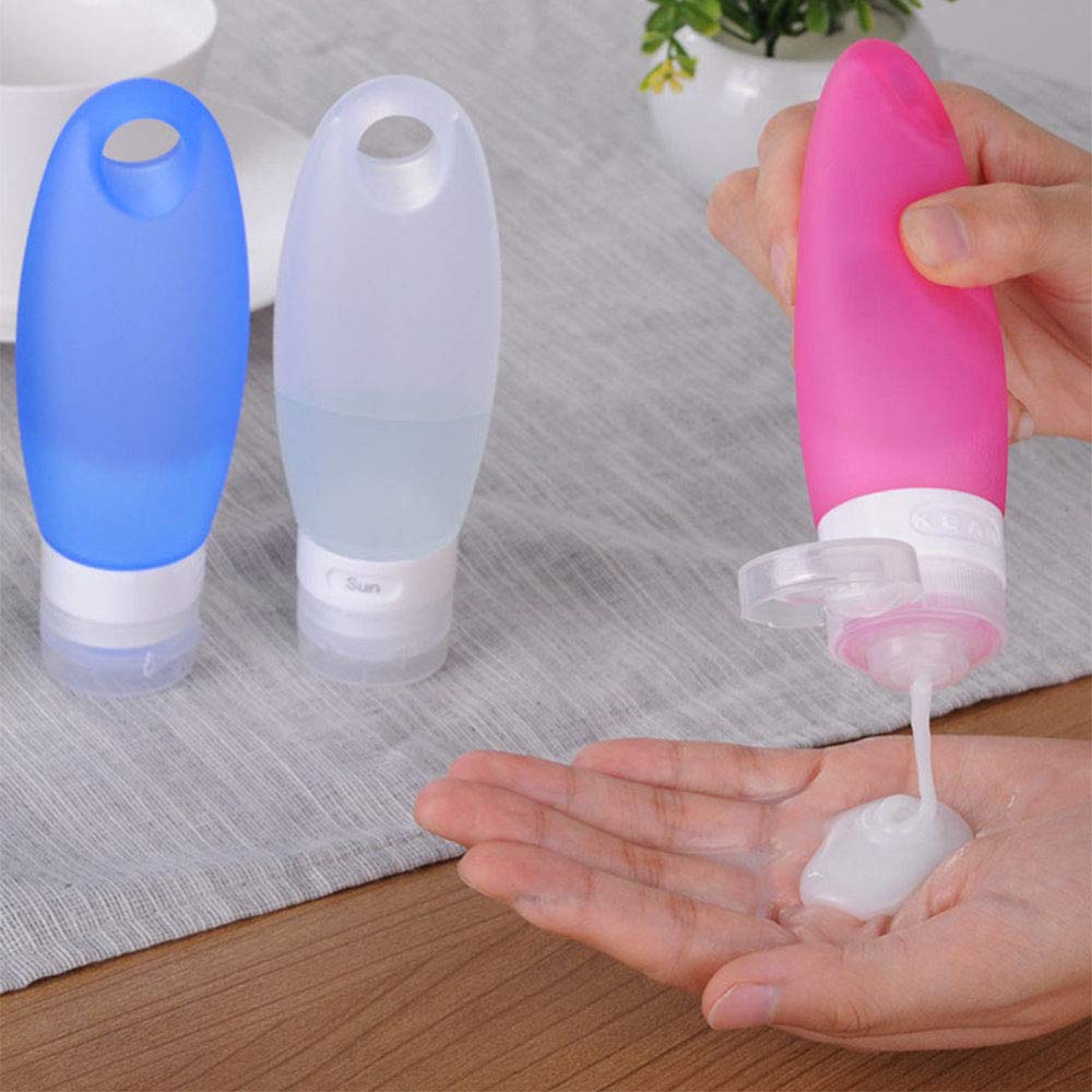 Fullplus Portable Silicone Squeezable Bottles Refillable Cosmetic Gym Containers Travel Tsa Approved Tube Set With Shower Lanyar